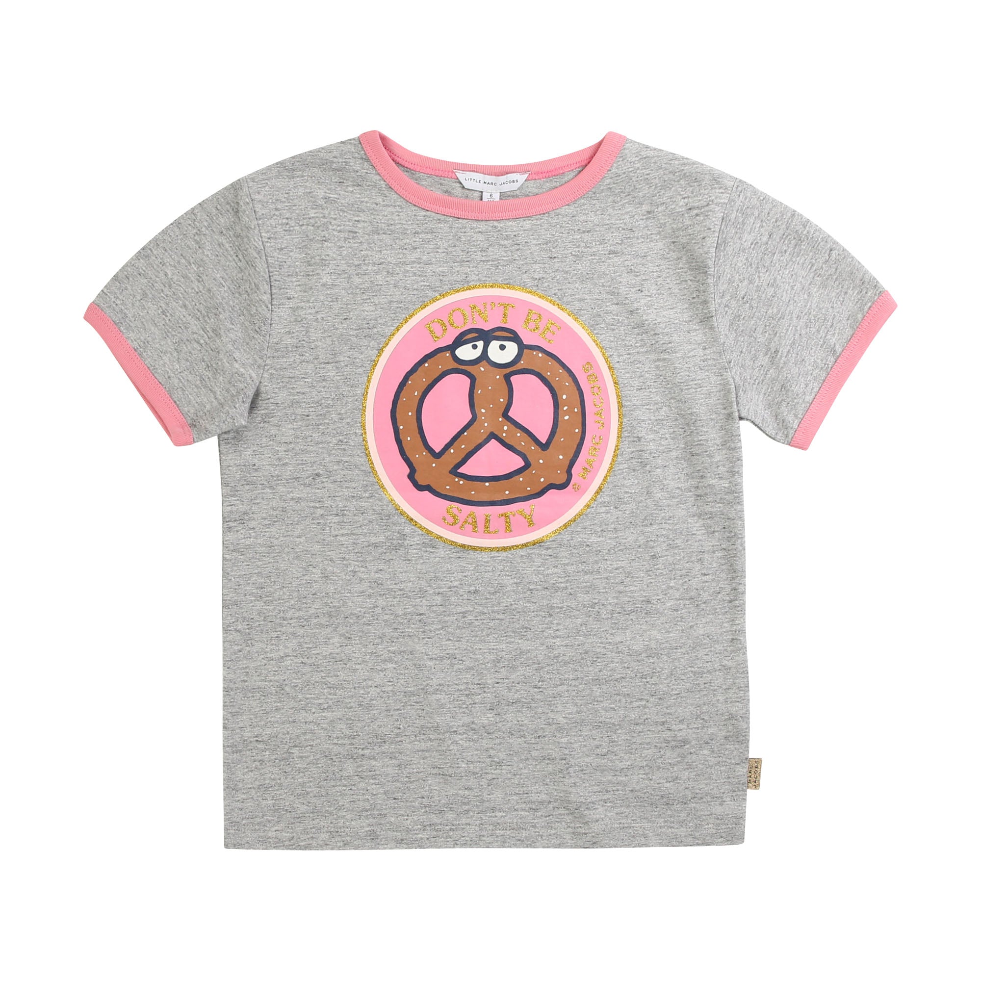 Girls Grey Pattern Cotton T-shirt