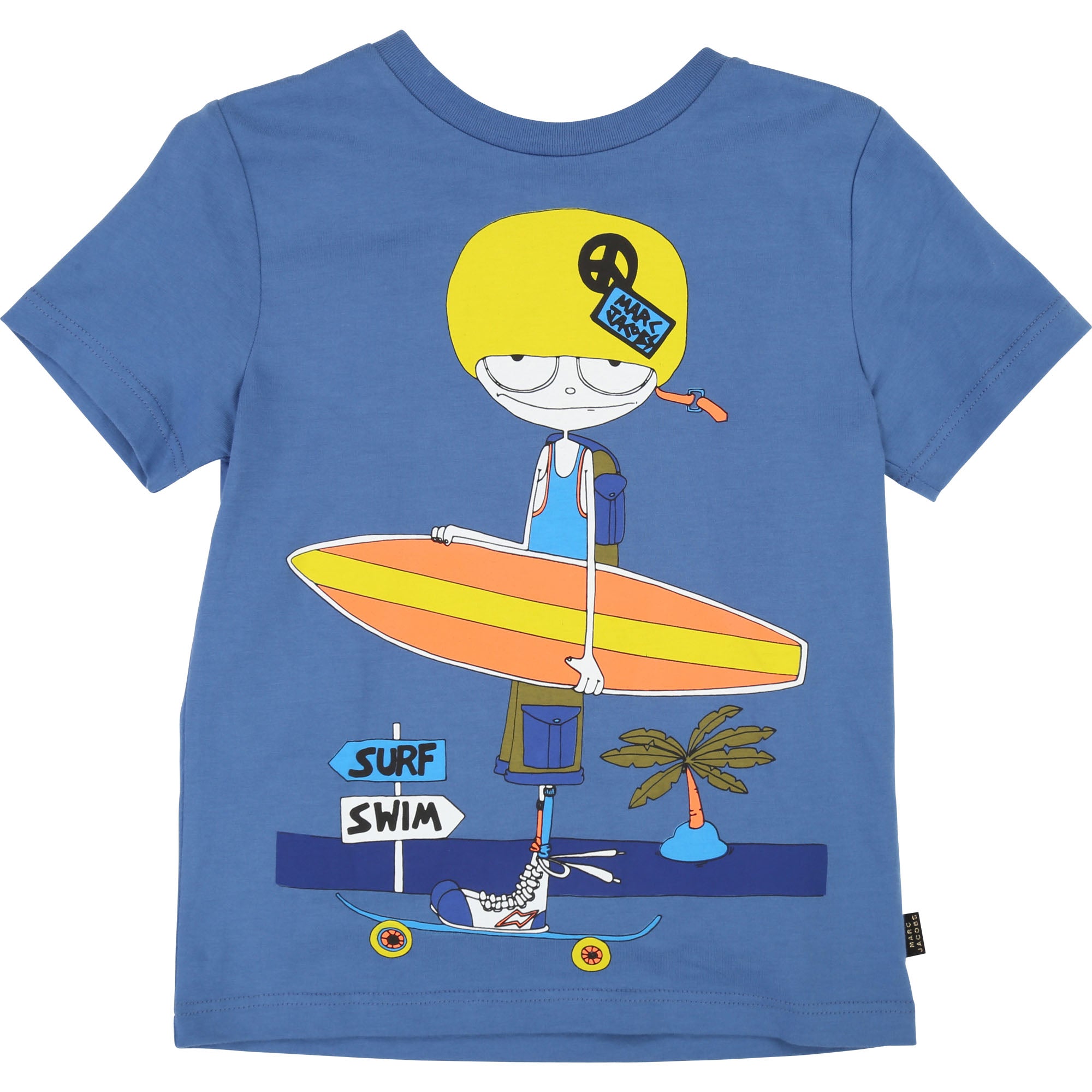 Boys Blue Printed Cotton T-shirt