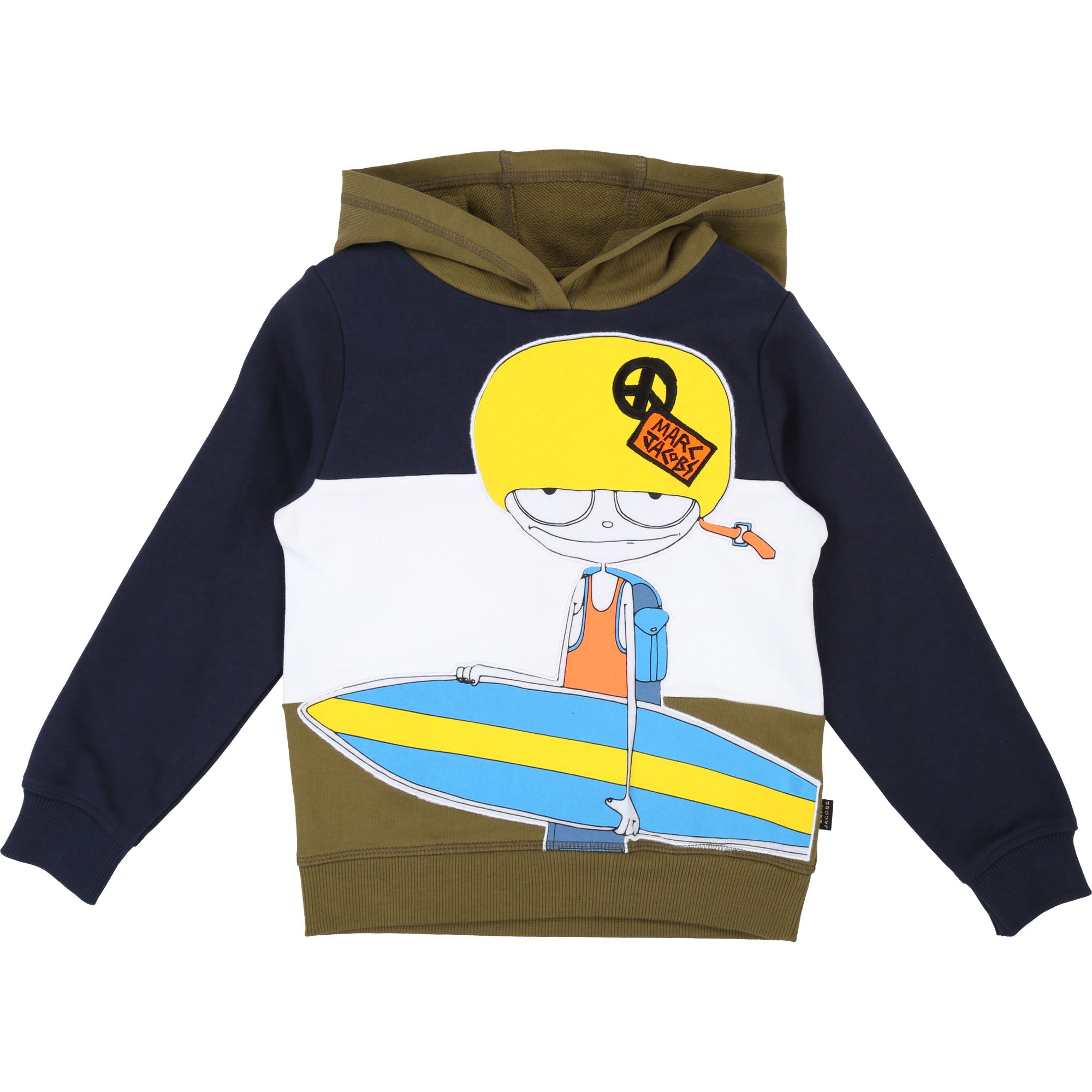 Boys Navy & Green Cotton Sweater