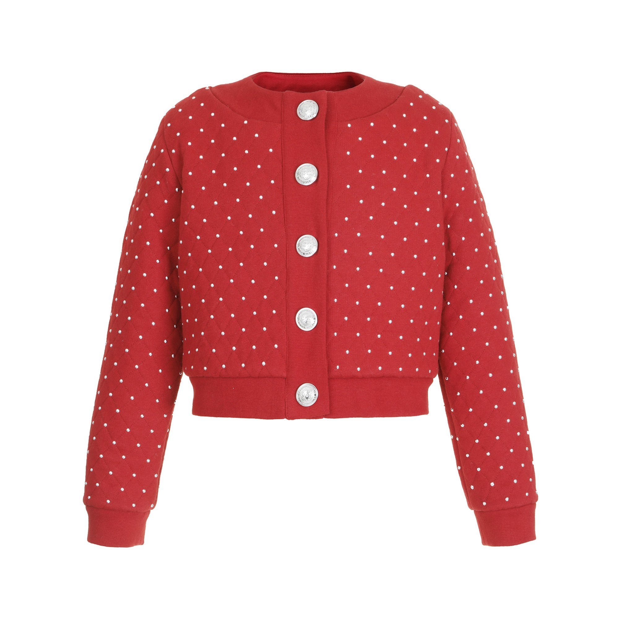 Girls Red Cotton Cardigan