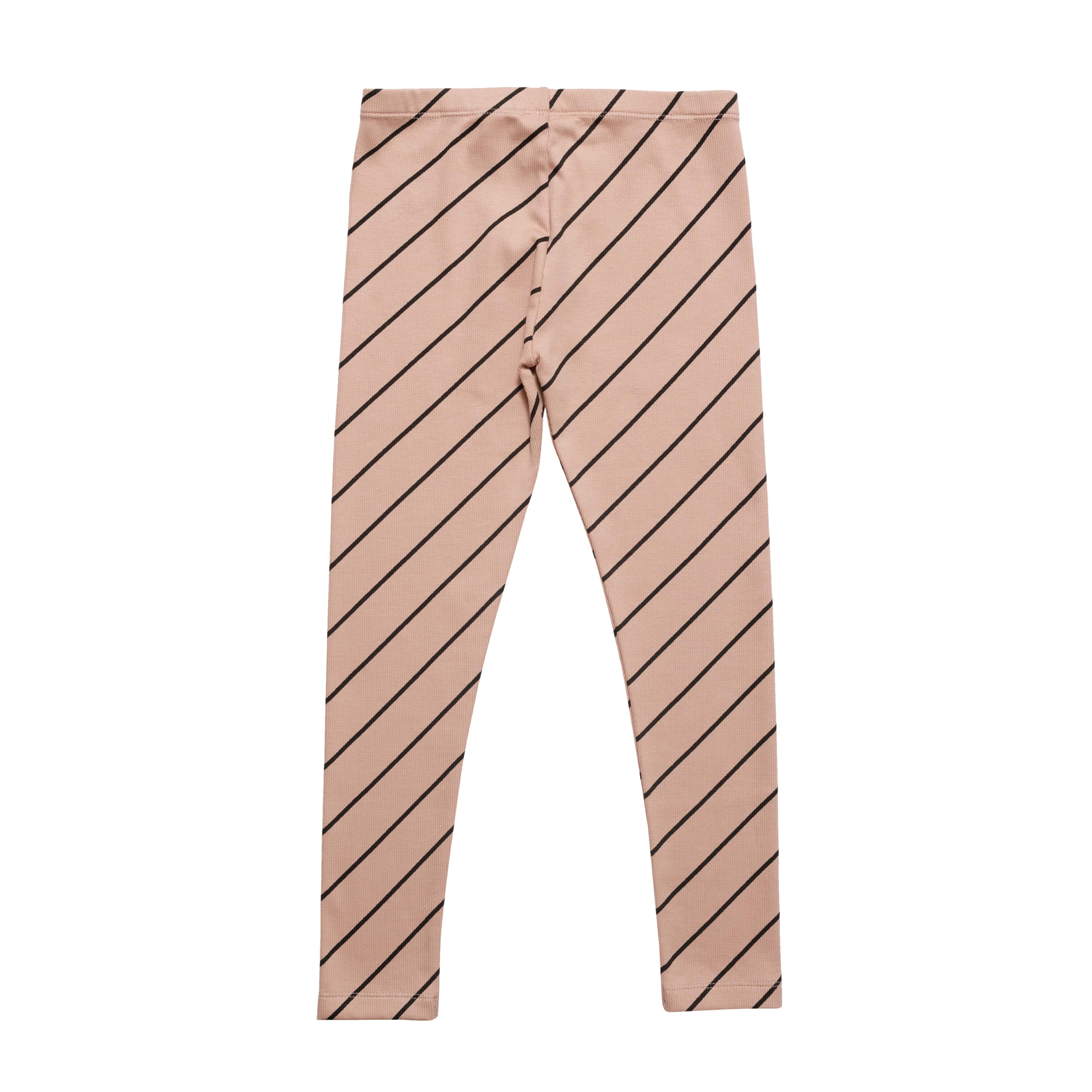 Girls Pink Stripes Cotton Leggings