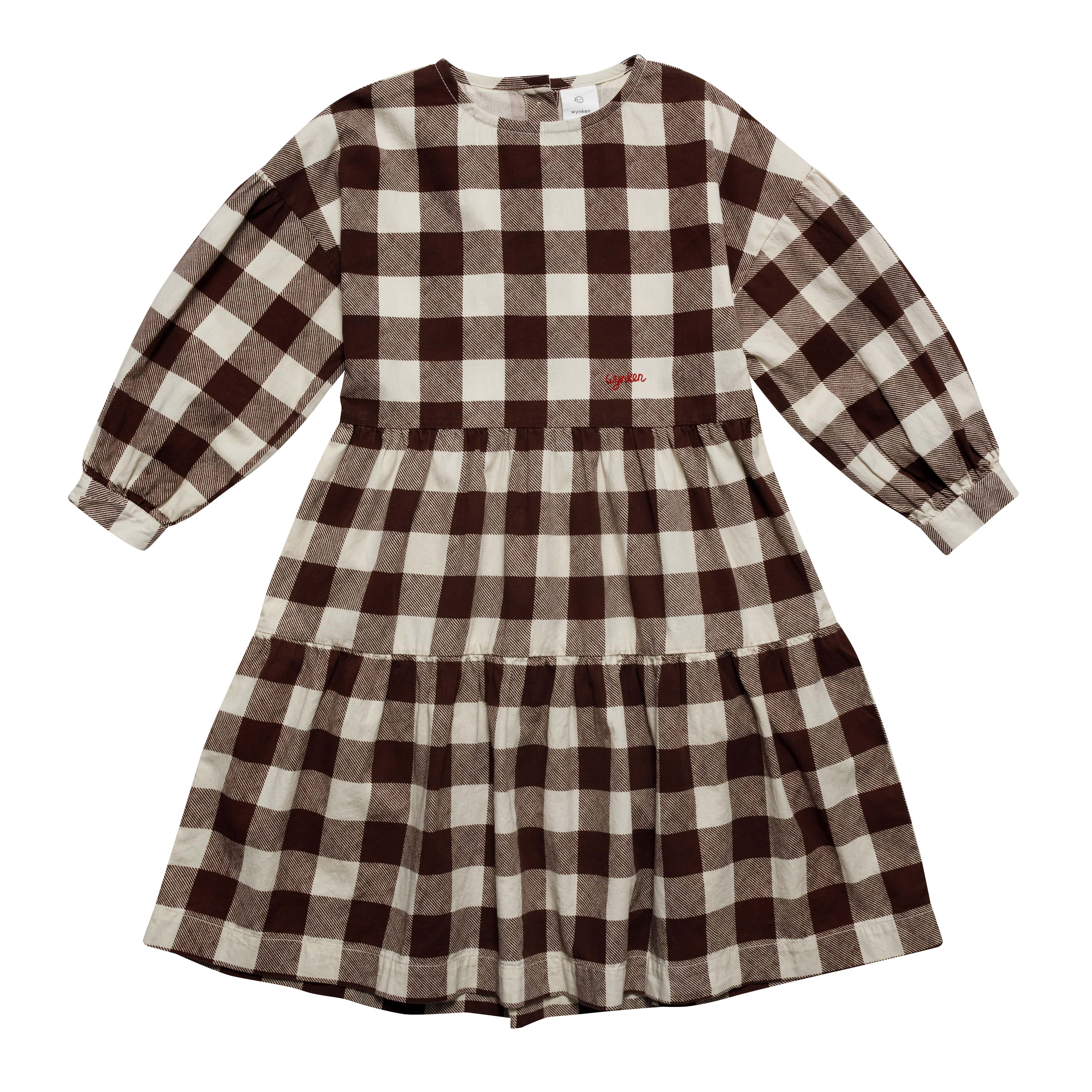 Girls Brown Check Cotton Dress
