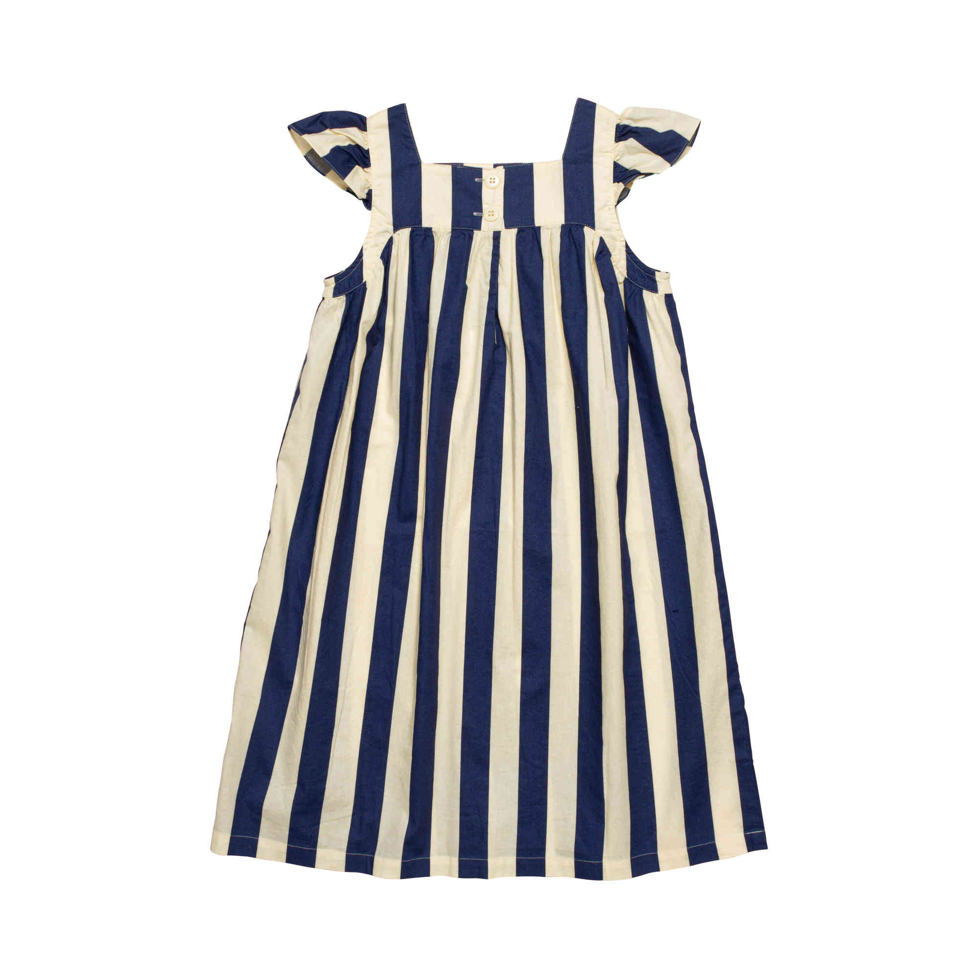Girls Navy Stripe Cotton Dress