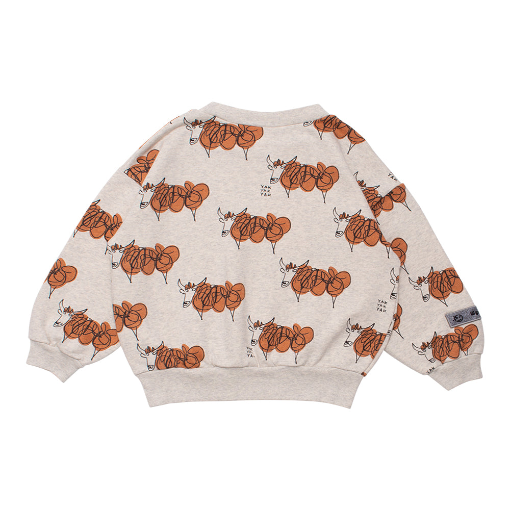 Boys & Girls Beige Printed Cotton Sweatshirt