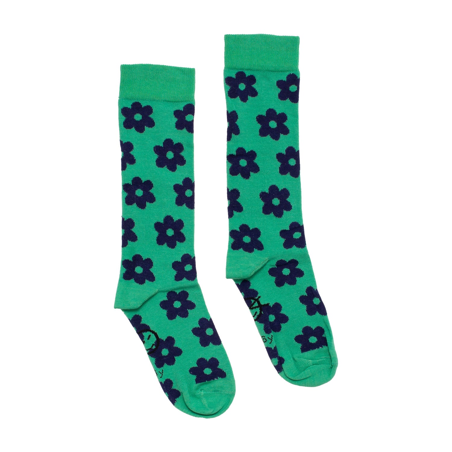 Boys & Girls Green Flower Cotton Socks