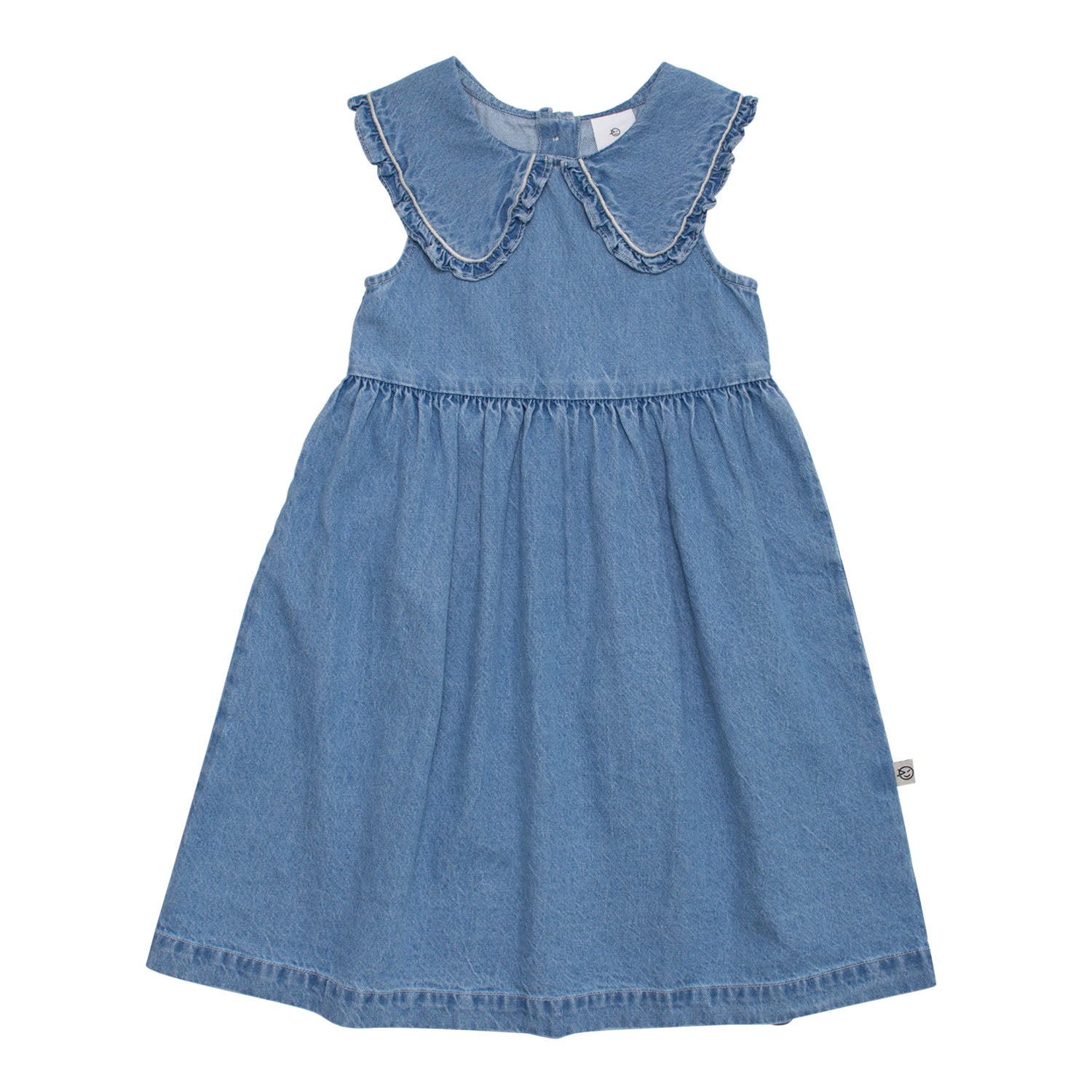 Girls Blue Ruffled Denim Dress