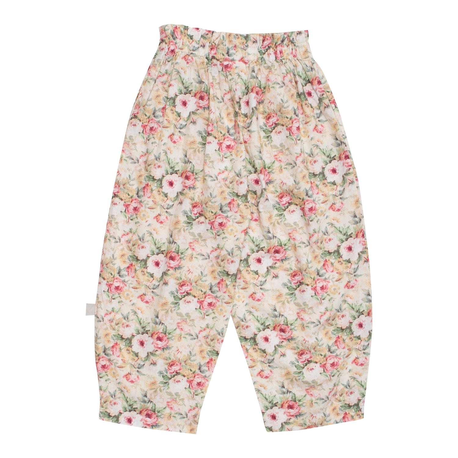 Girls Beige Floral Cotton Trousers
