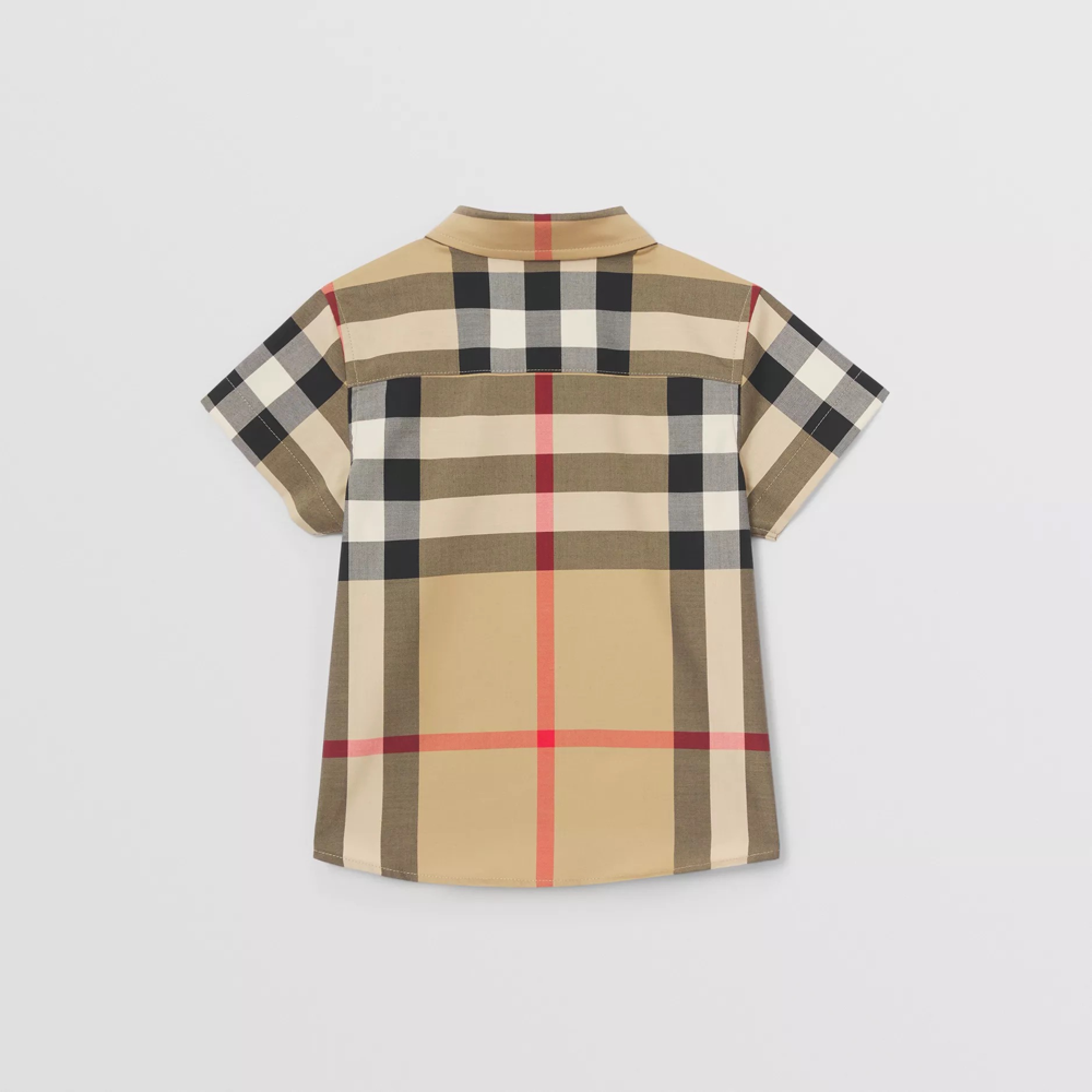 Baby Boy & Girls Beige Check Cotton Shirts