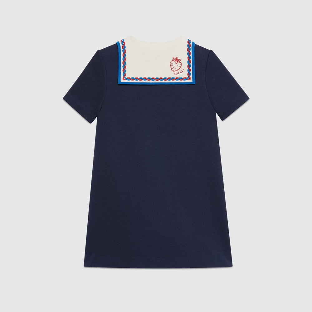 Girls Navy Blue Printed Dress