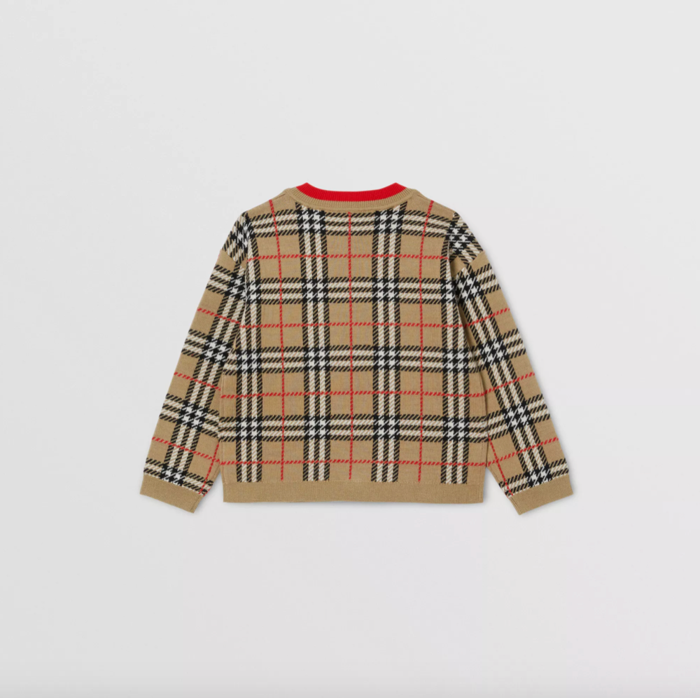 Baby Girls Archive Beige Check Cardigan