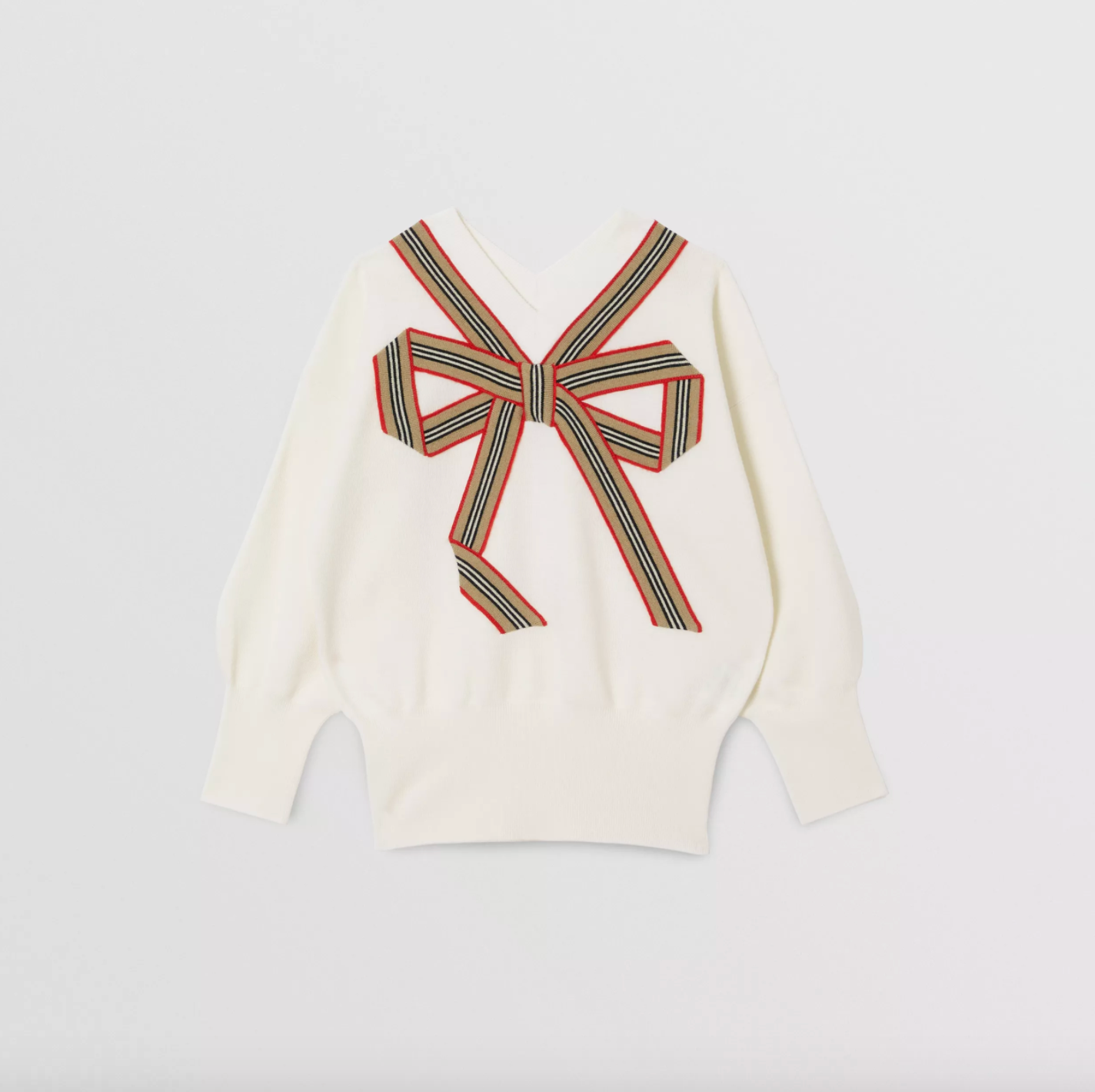 Girls Ivory Bow Jumper