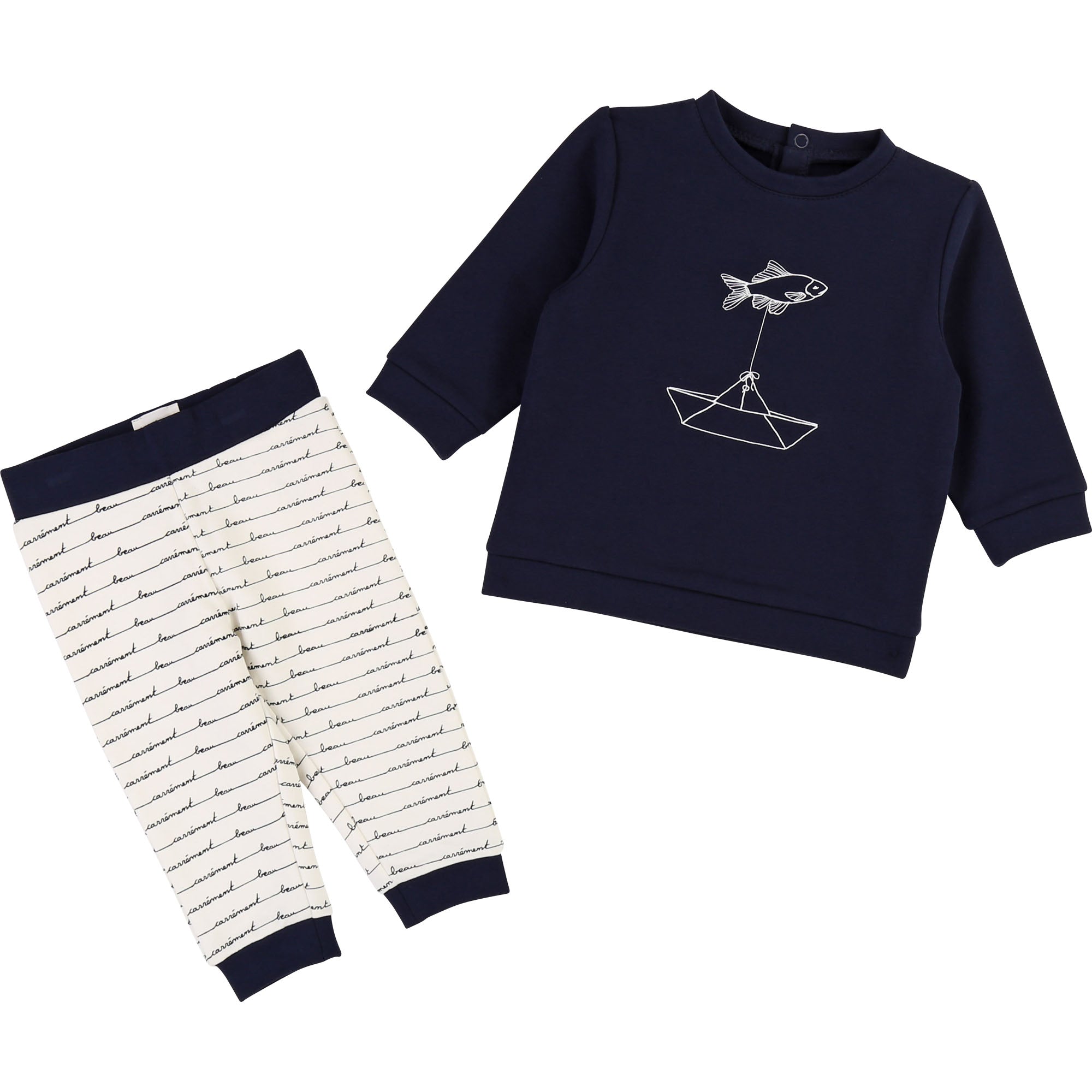 Baby Boys Blue & White Pattern Cotton Set