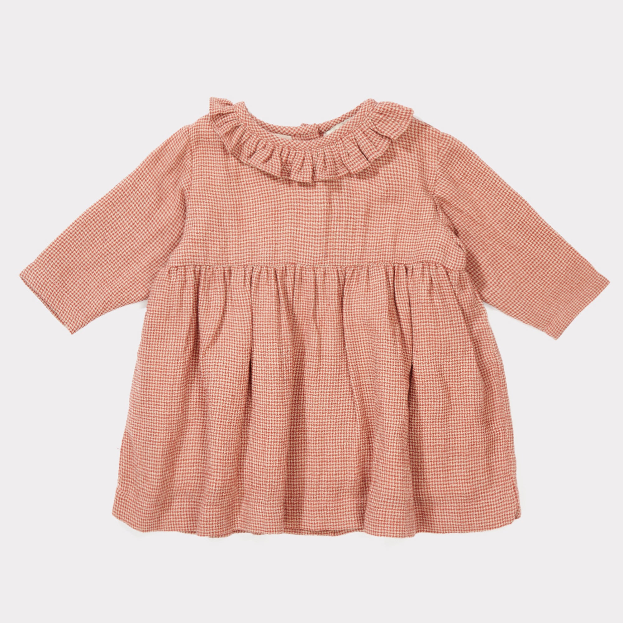 Baby Girls Peach Mirco Houndstooth Woven Dress