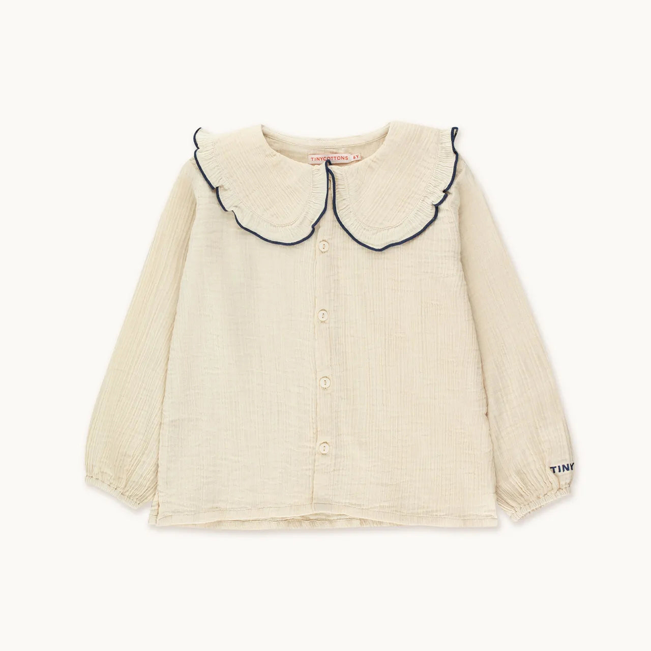Girls White Ruffle Collar Shirt