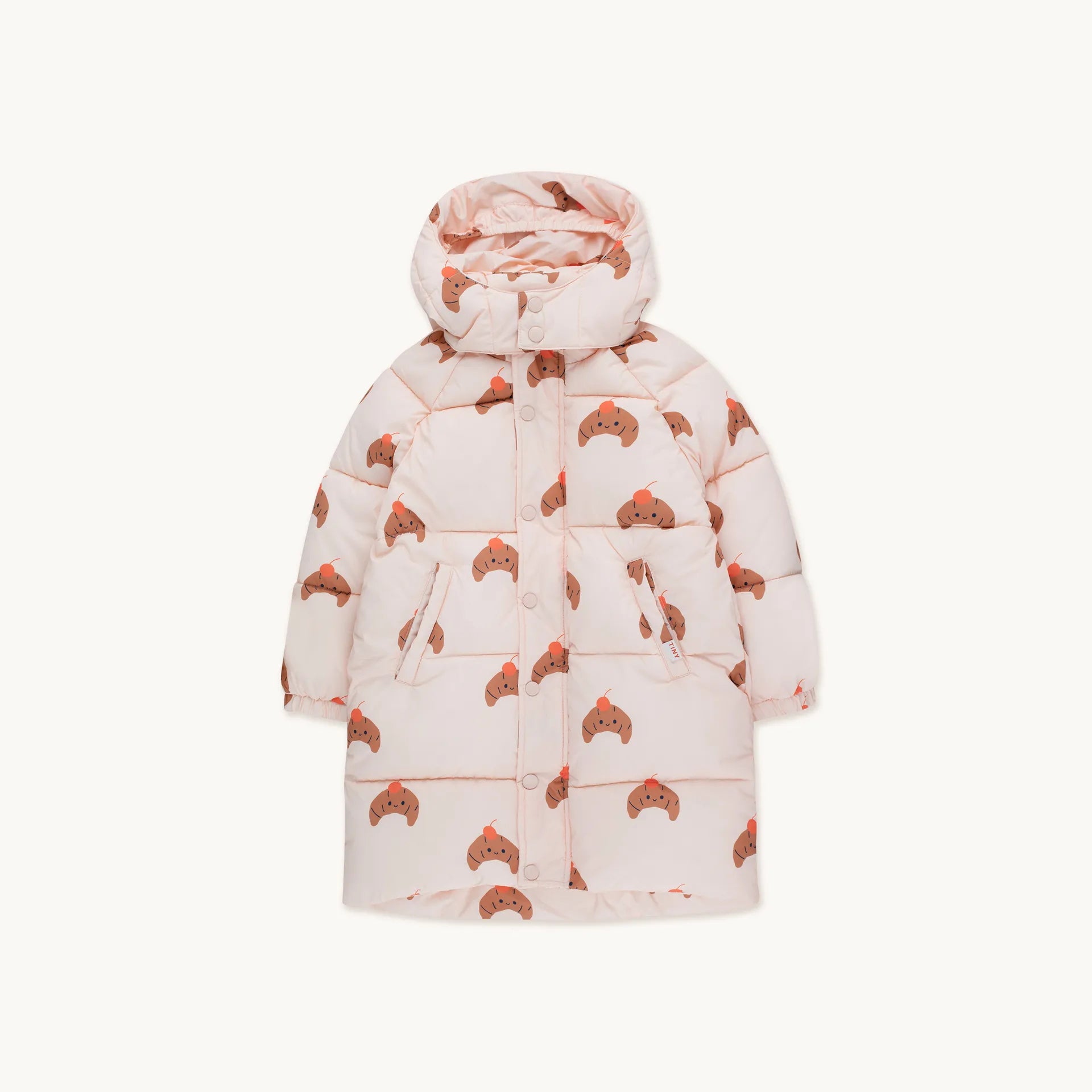 Girls Pink Printed Padded Coat