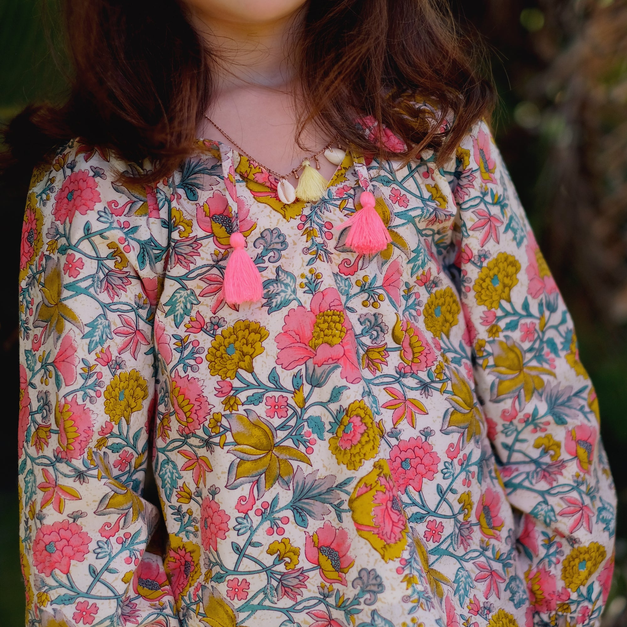 Girls Multi Flowers Cotton Blouse