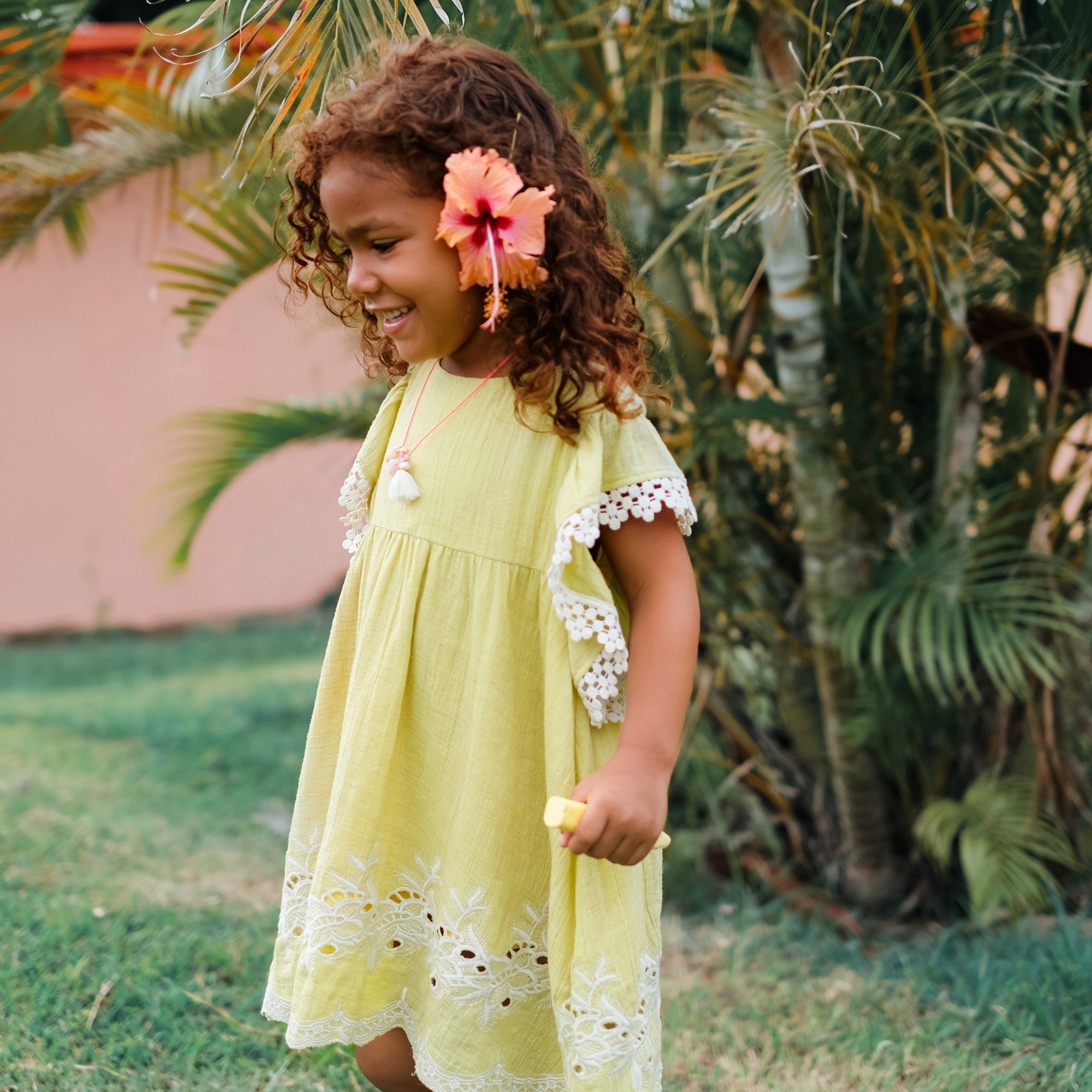 Girls Soft Yellow Cotton Dress