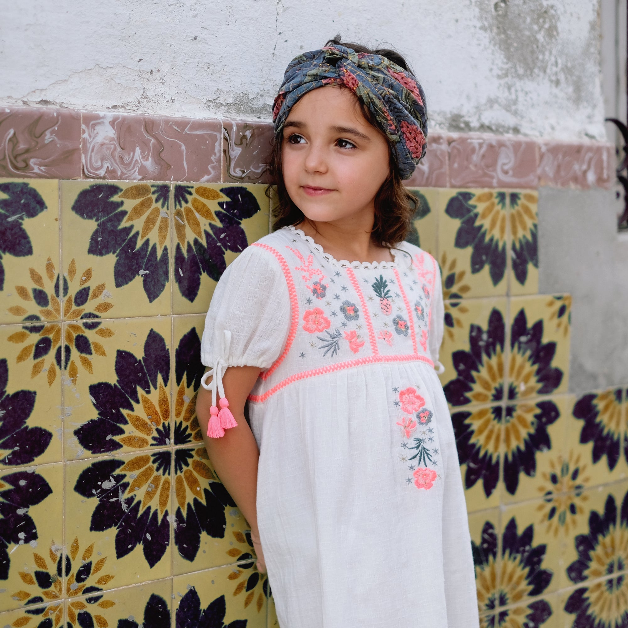 Girls White Cotton Dress