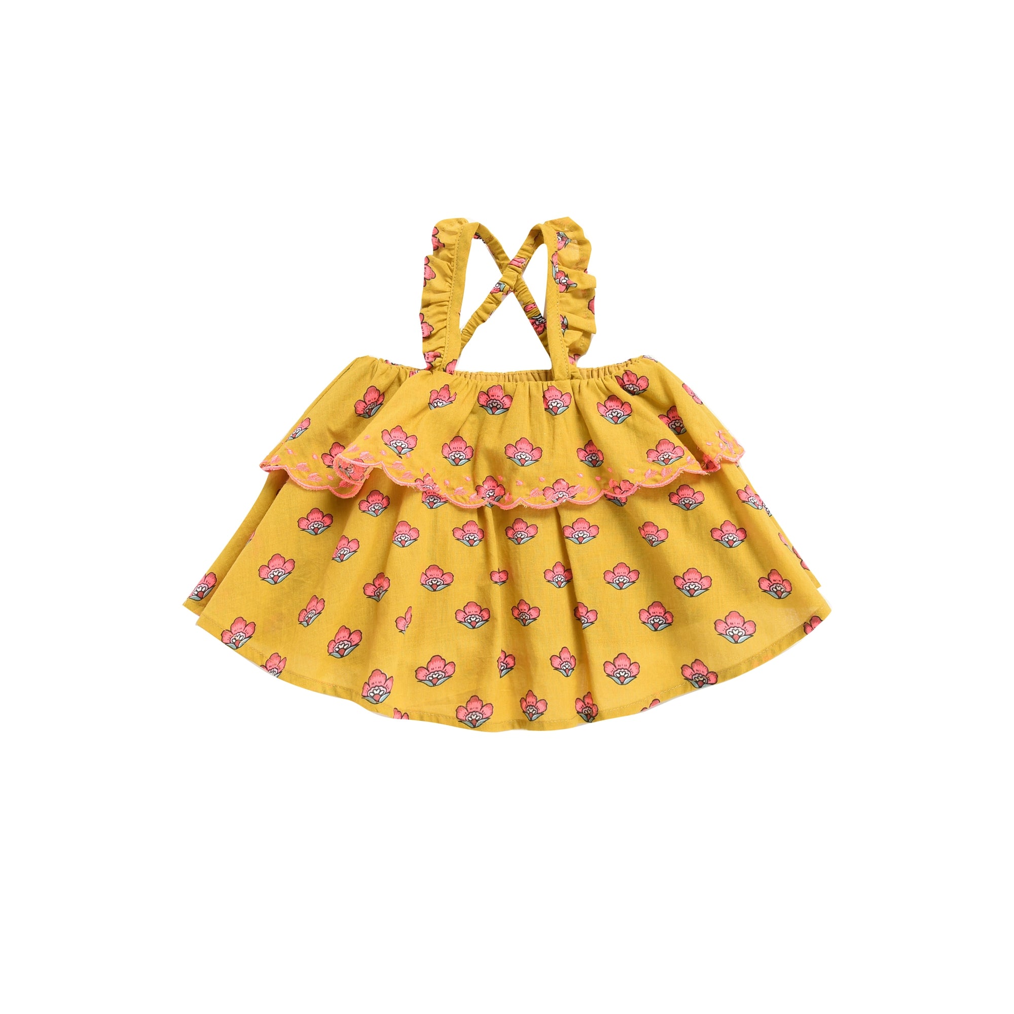 Girls Safran Flowers Cotton Dress