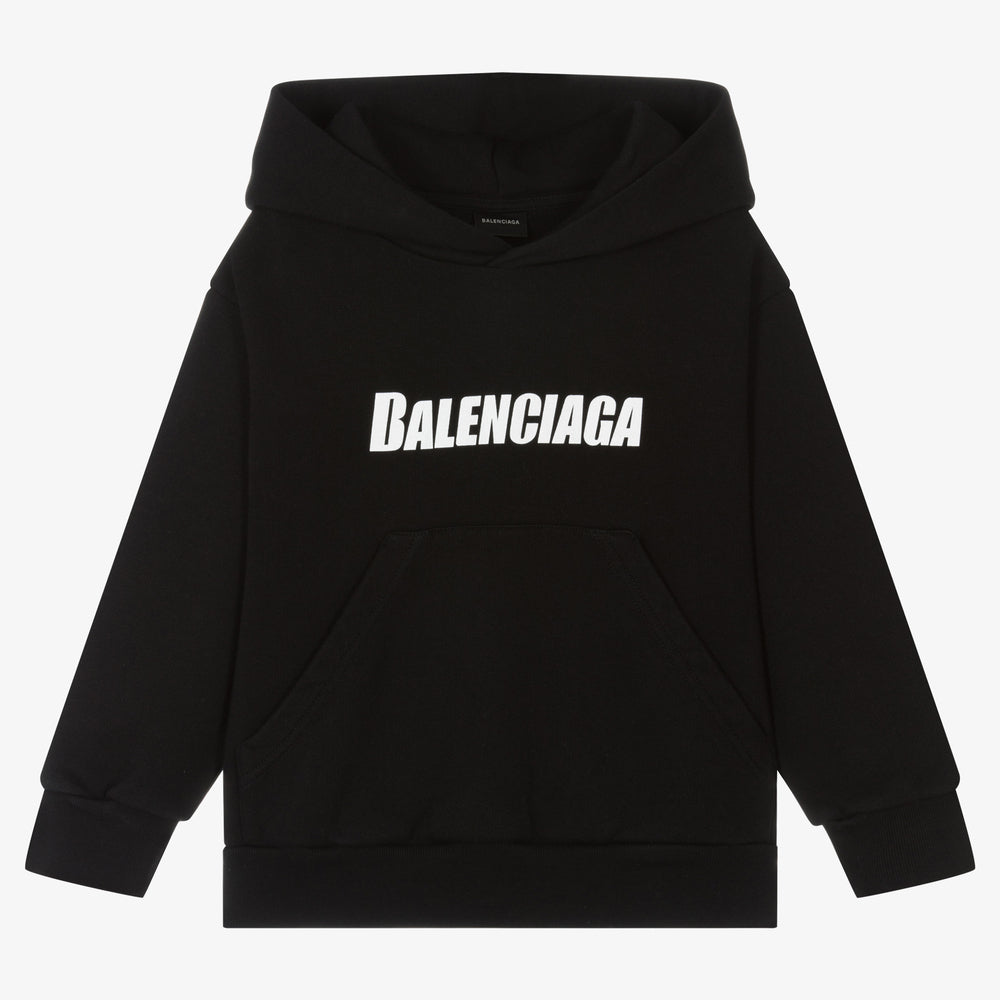Boys & Girls Black Logo Hooded Sweatshirt