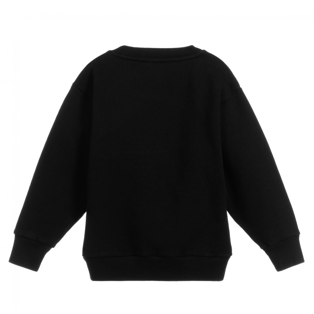 Boys & Girls Black Logo Cotton Sweatshirt