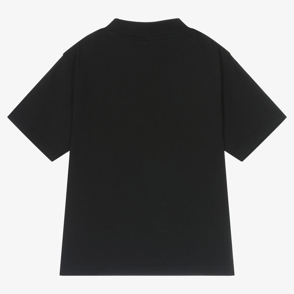 Boys & Girls Black Printed Cotton T-Shirt