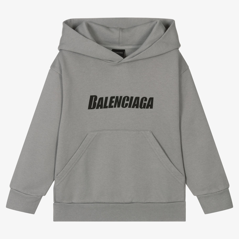 Boys & Girls Grey Logo Hooded Sweatshirt