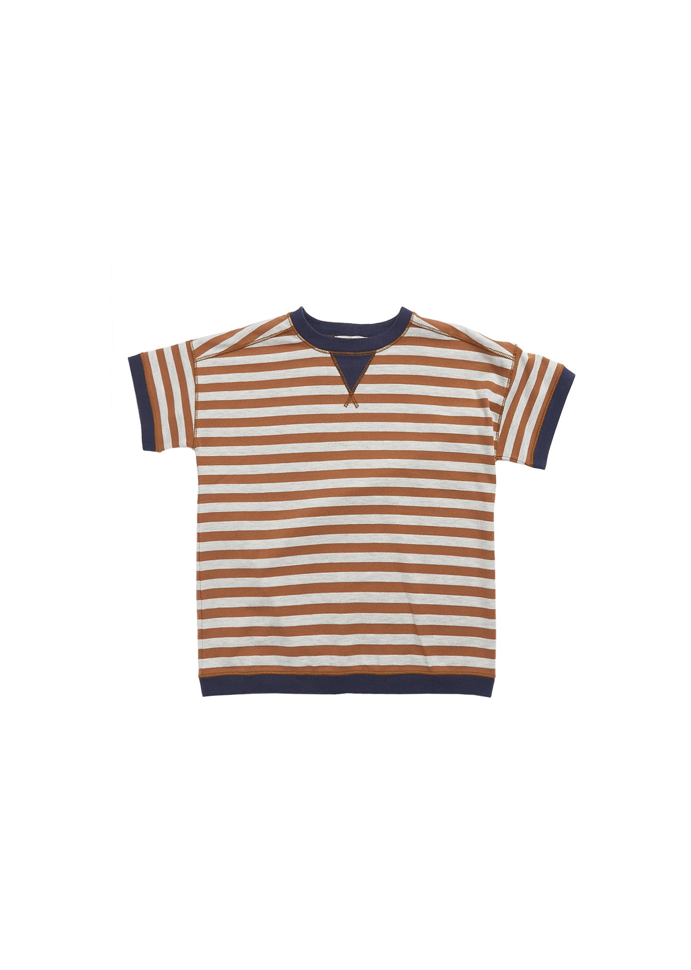 Boys Brown Stripe Cotton T-shirt