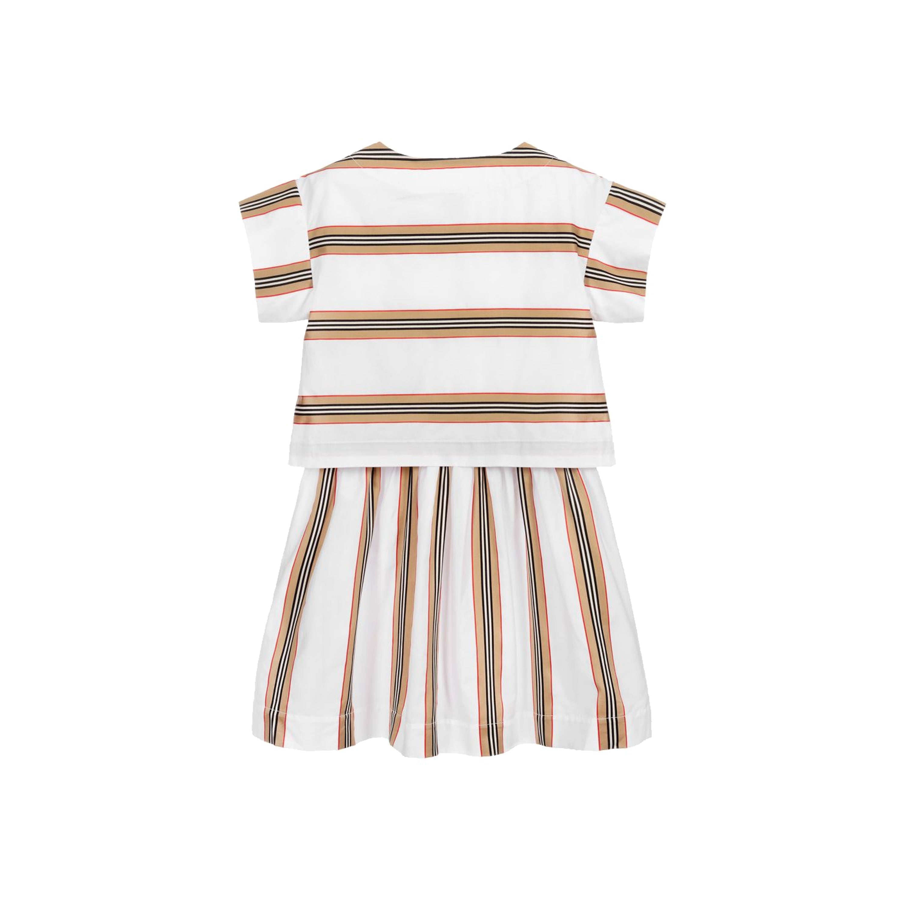 Girls White Stripe Cotton Dress