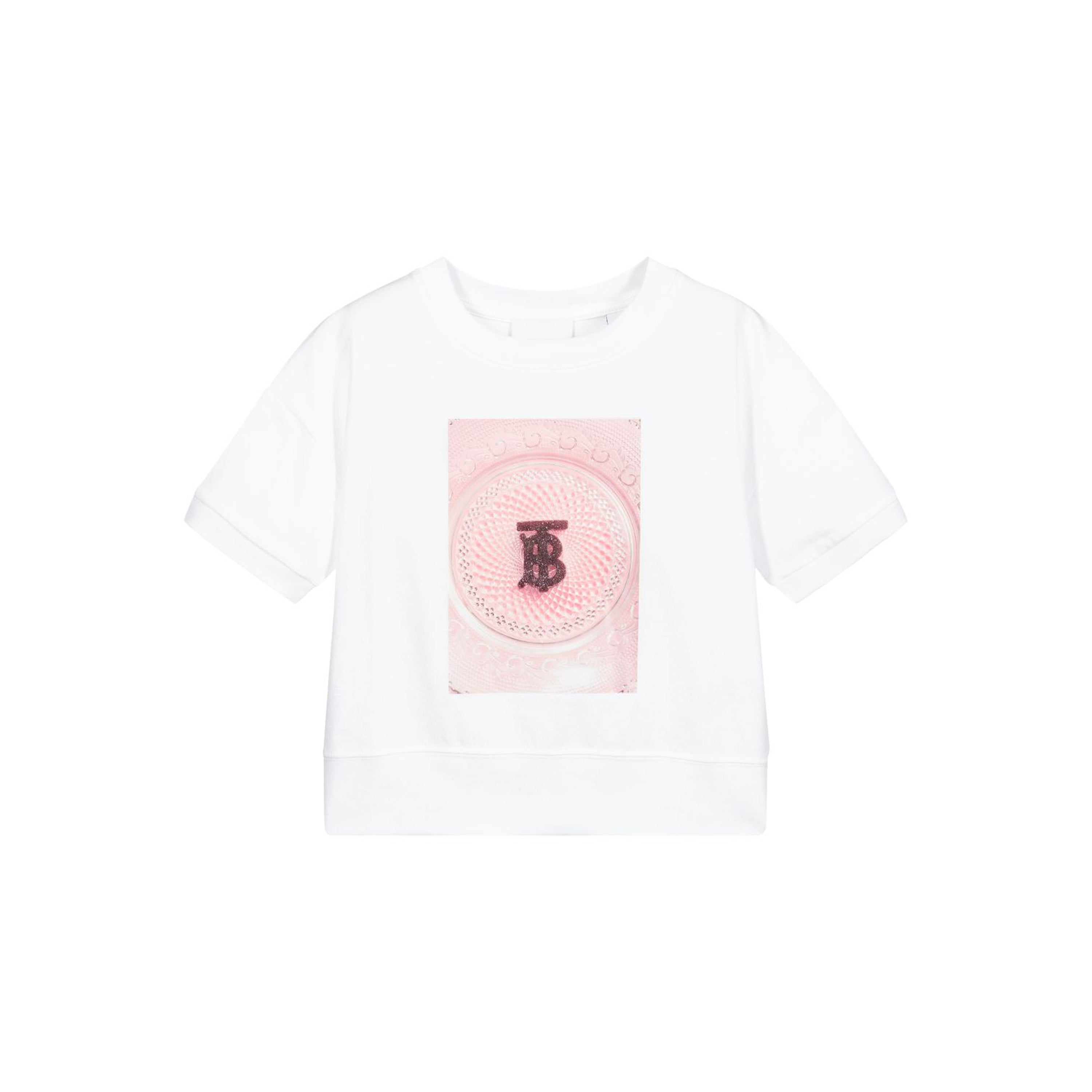 Girls White Printing Cotton T-Shirt