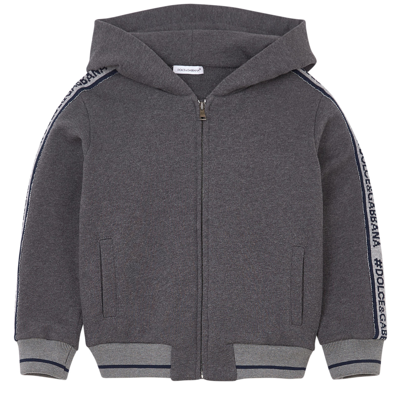 Boys Melange Grey Cotton Hooded Cardigan