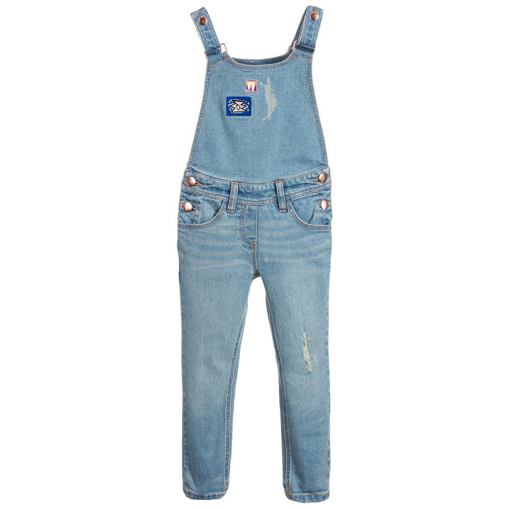 Girls Blue Denim Dungarees - CÉMAROSE | Children's Fashion Store - 1