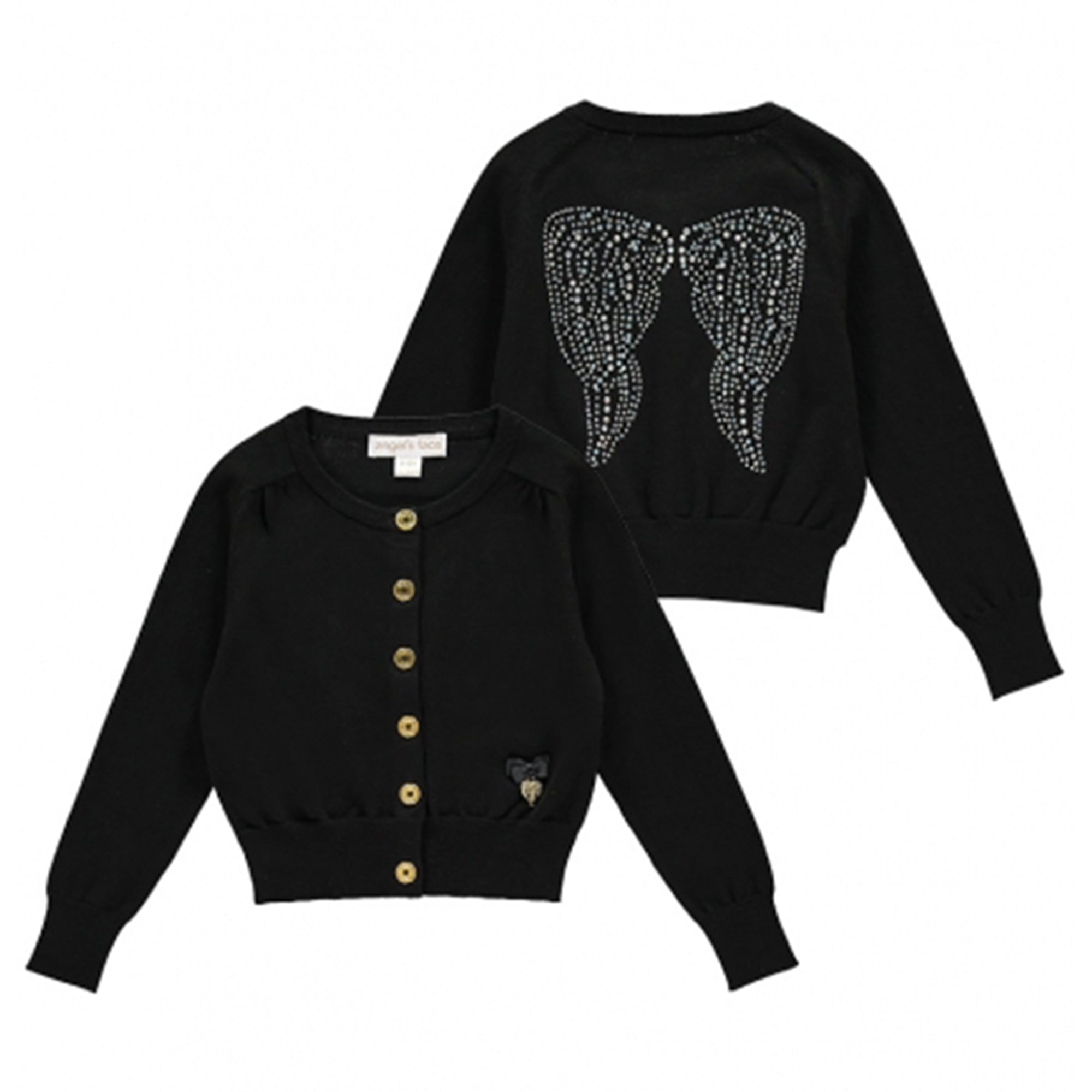 Girls Black Cotton Knitted Cardigan