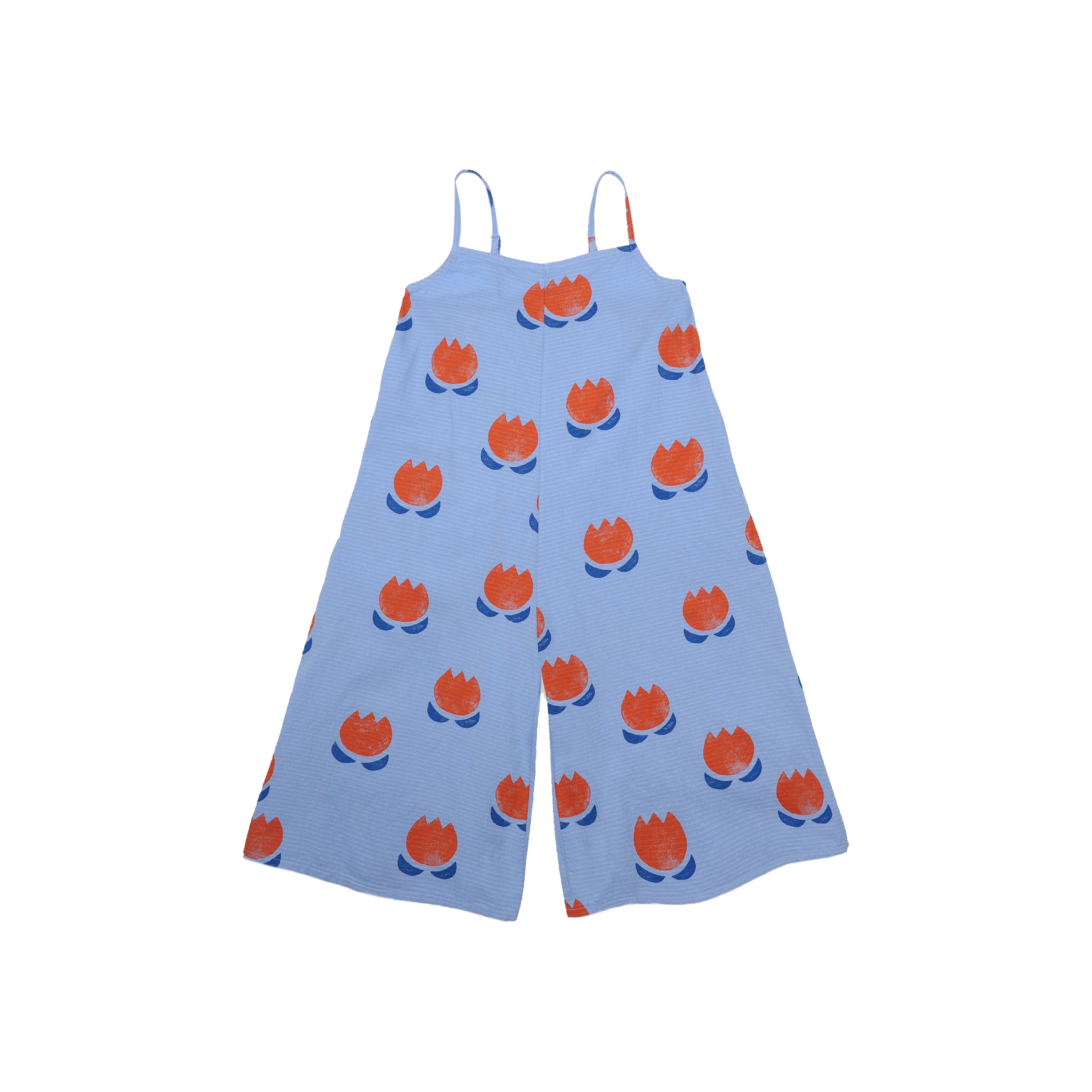 Girls Blue Printing Cotton Jumpsuit