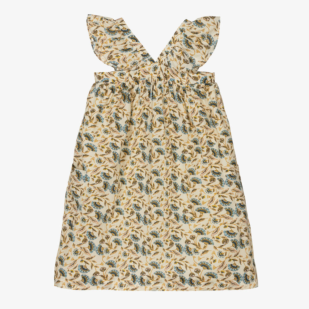 Girls Ivory Floral Cotton Dress