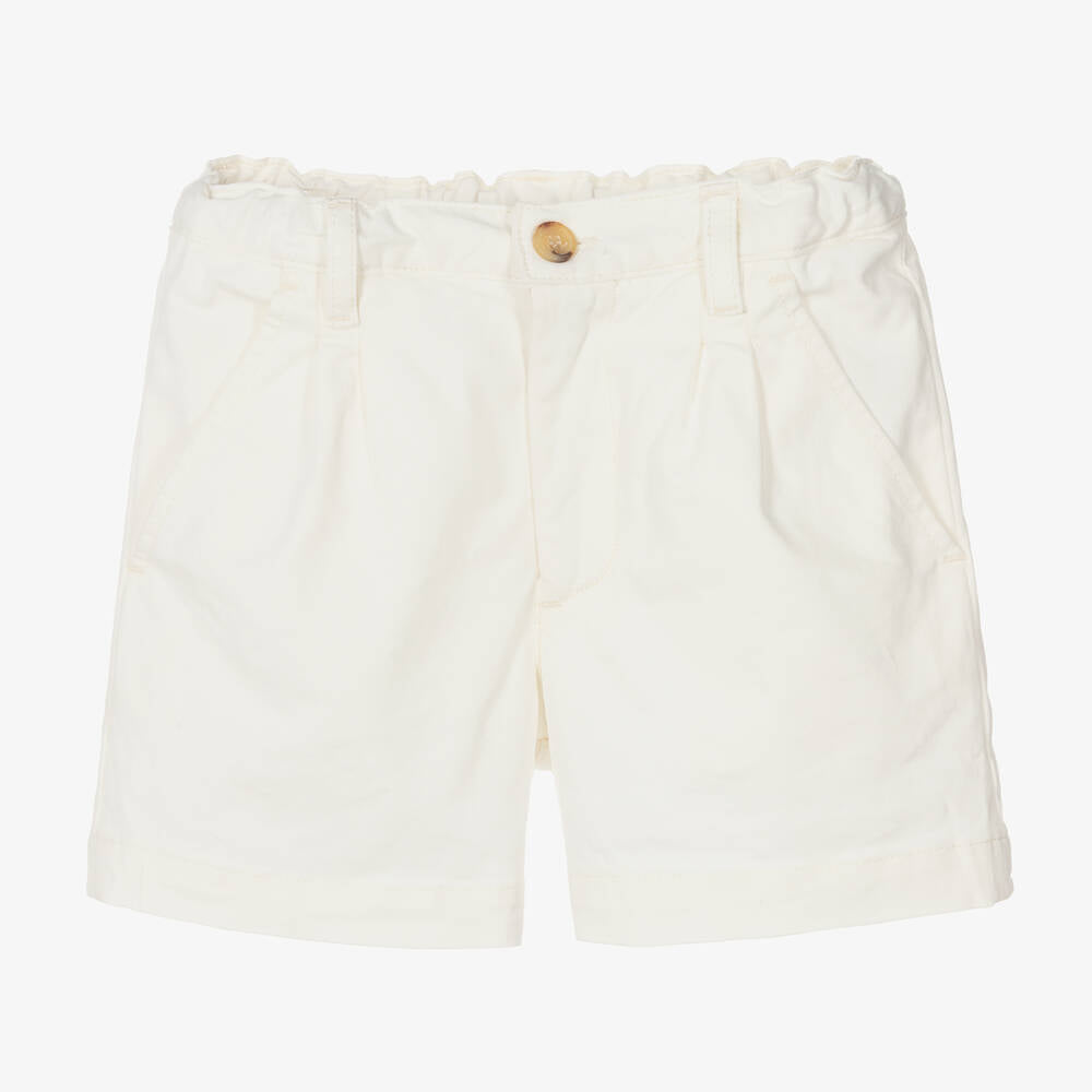 Boys & Girls White Cotton Shorts