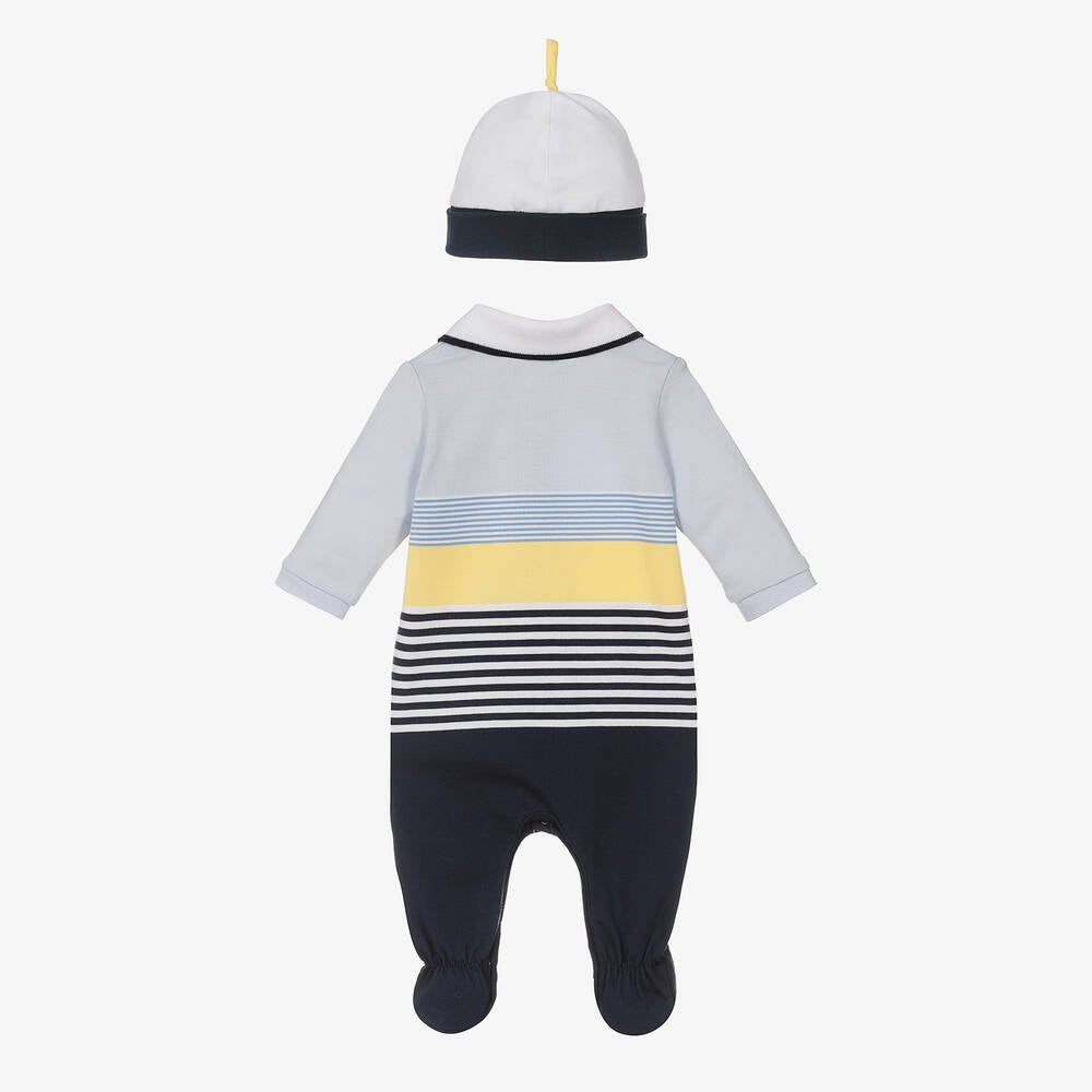 Baby Boys Blue Stripe Babysuit Set