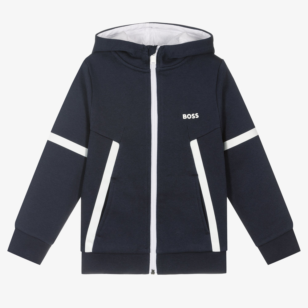 Boys Navy Zip-Up Top