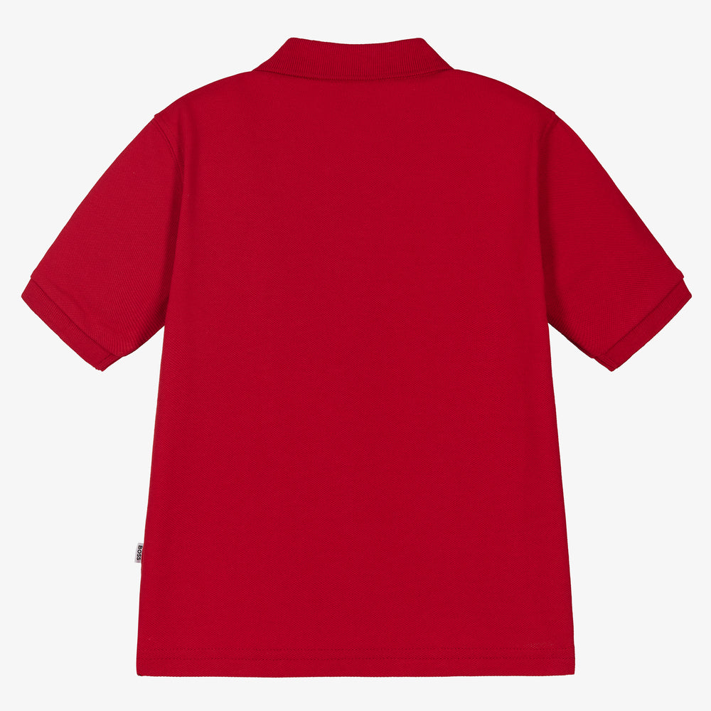 Boys Red Cotton Polo Shirt