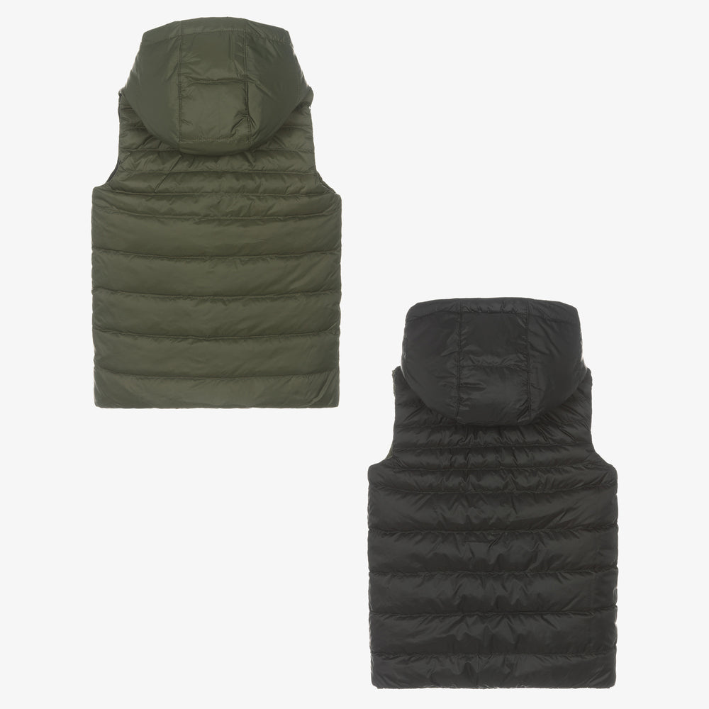Boys Green Reversible Padded Down Gilet