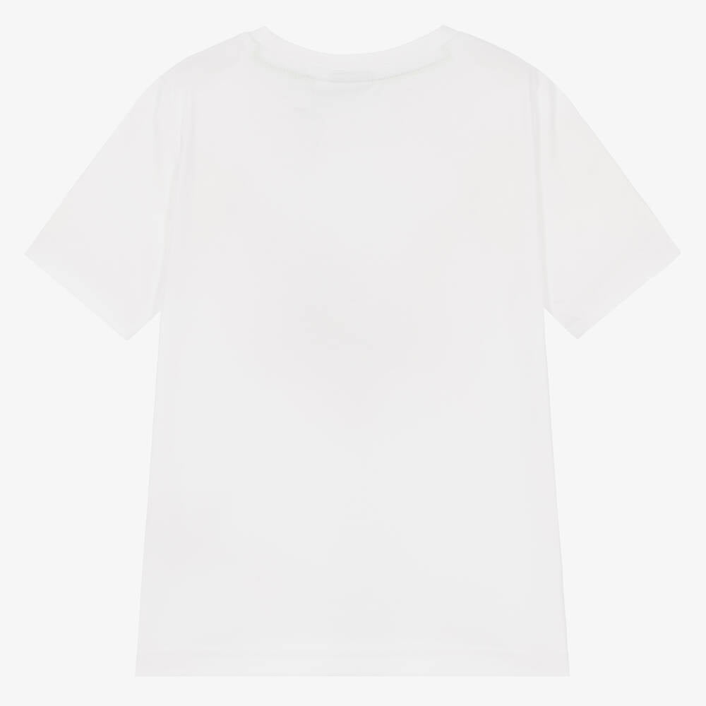 Boys White Logo Cotton T-Shirt