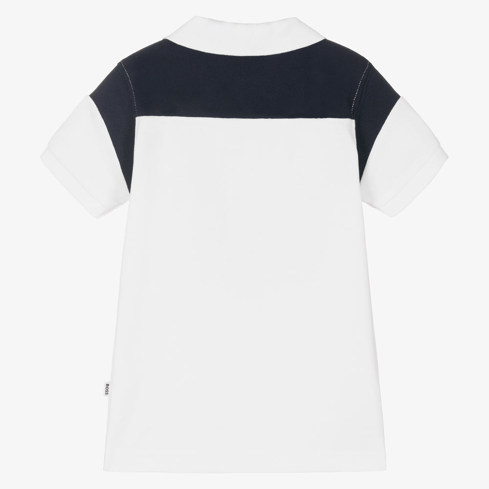 Boys White Cotton Polo Shirt