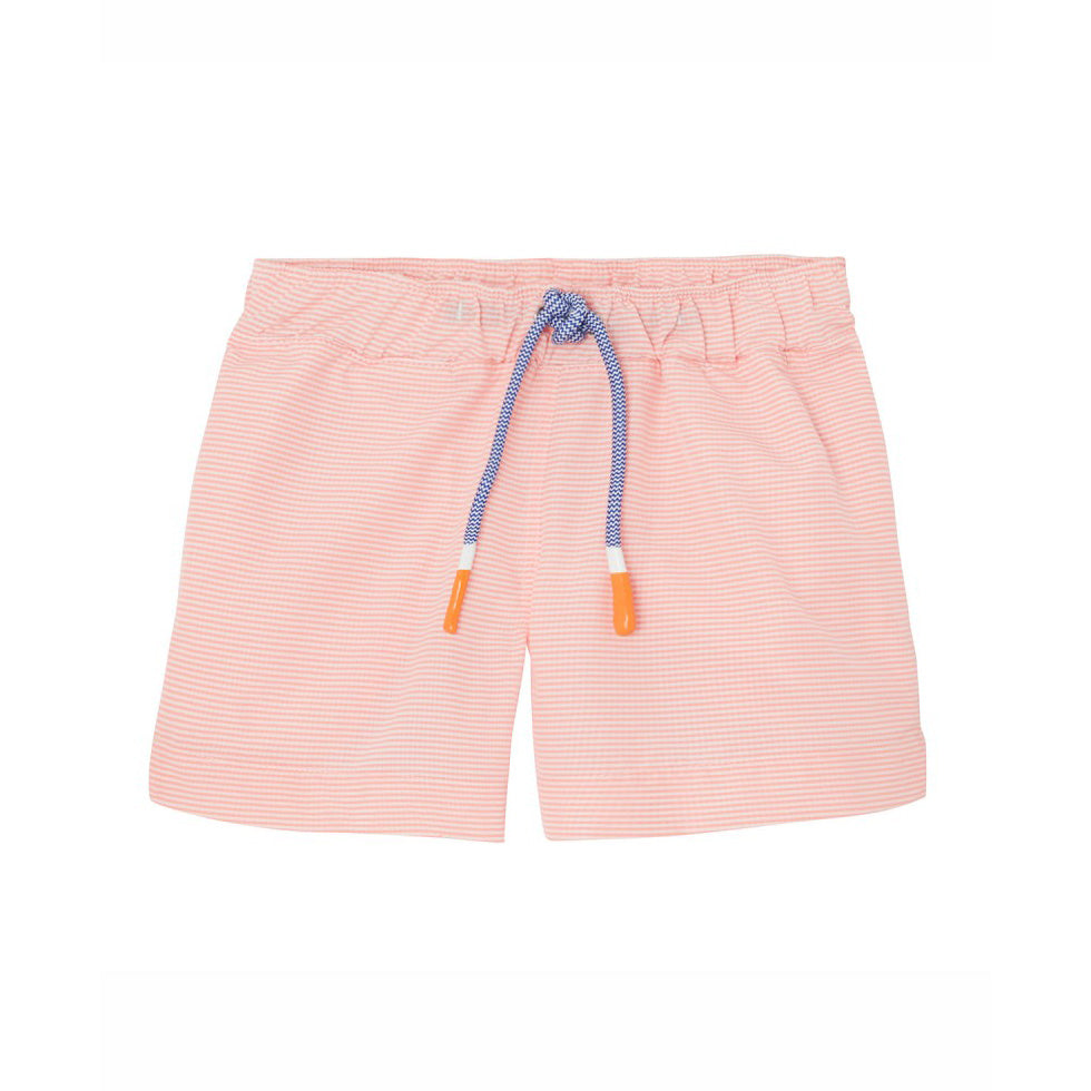 Boys Fluo Orange Check Swim Shorts