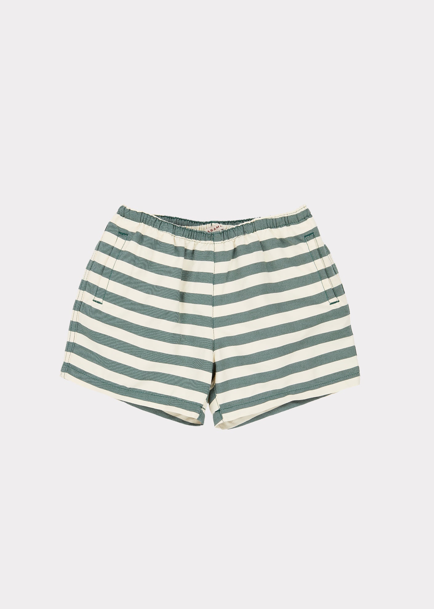 Boys Green Striped Swim Shorts
