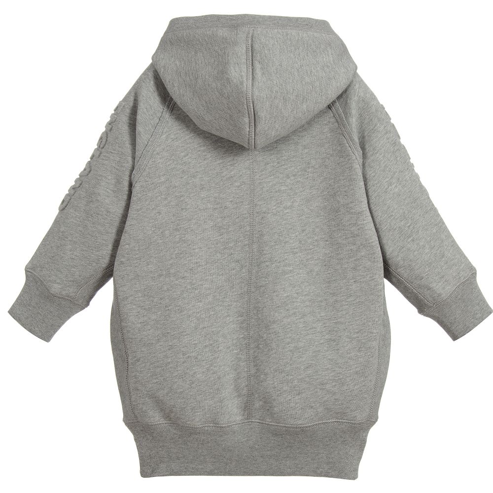 Girls Grey Melange Cotton Dress