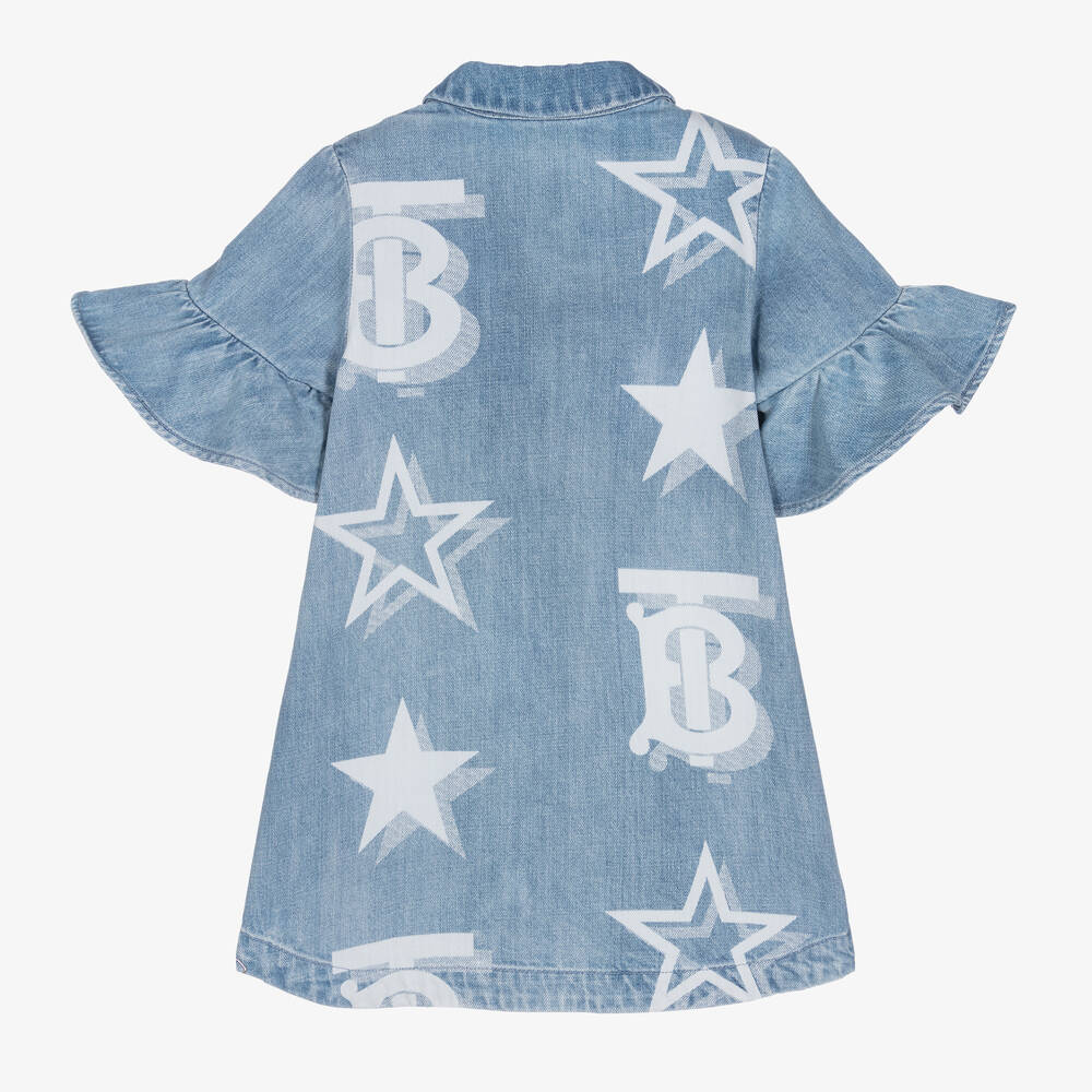 Girls Light Blue Logo Denim Dress