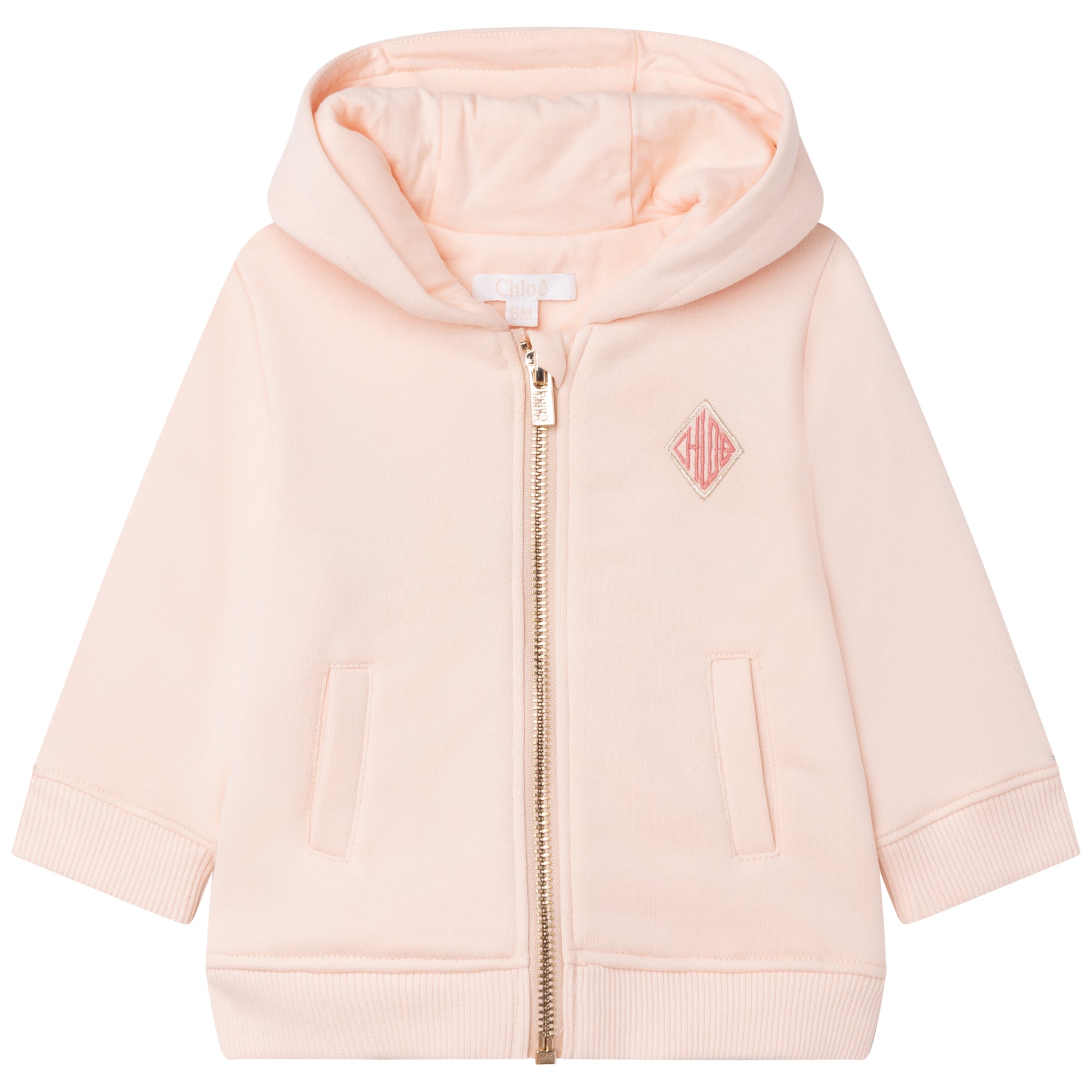 Girls Pink Hooded Zip-Up Top