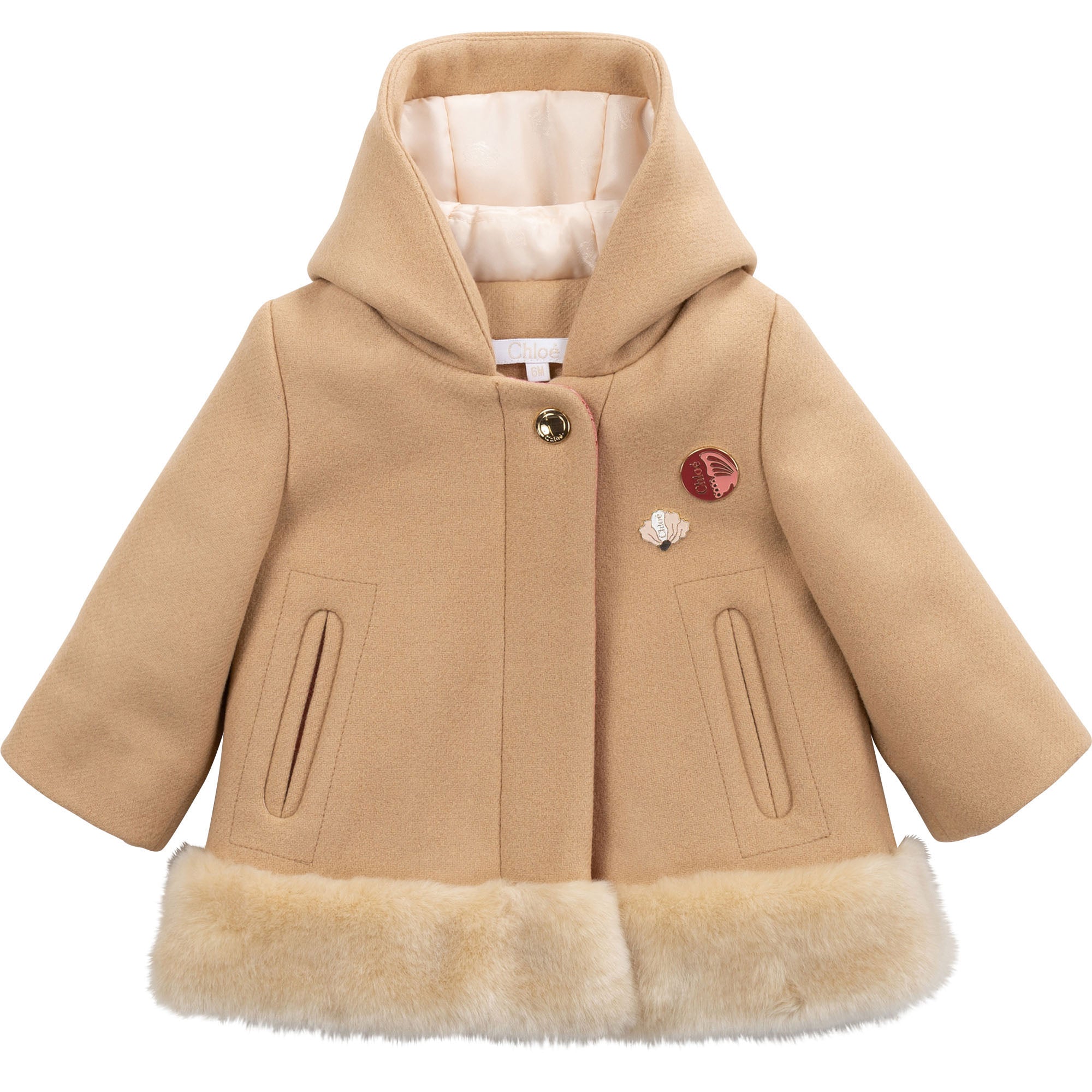 Baby Girls Beige Hooded Coat