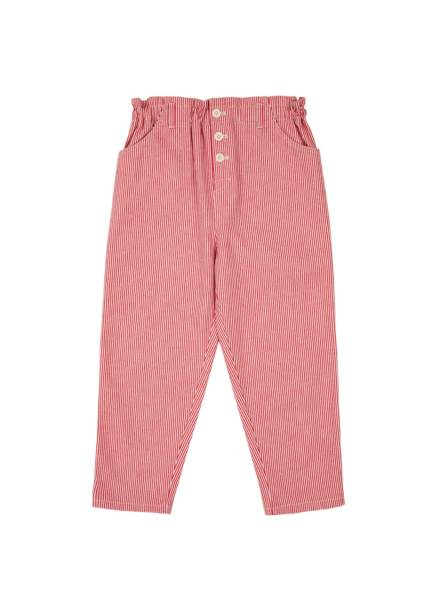 Girls Red Stripe Cotton Trousers