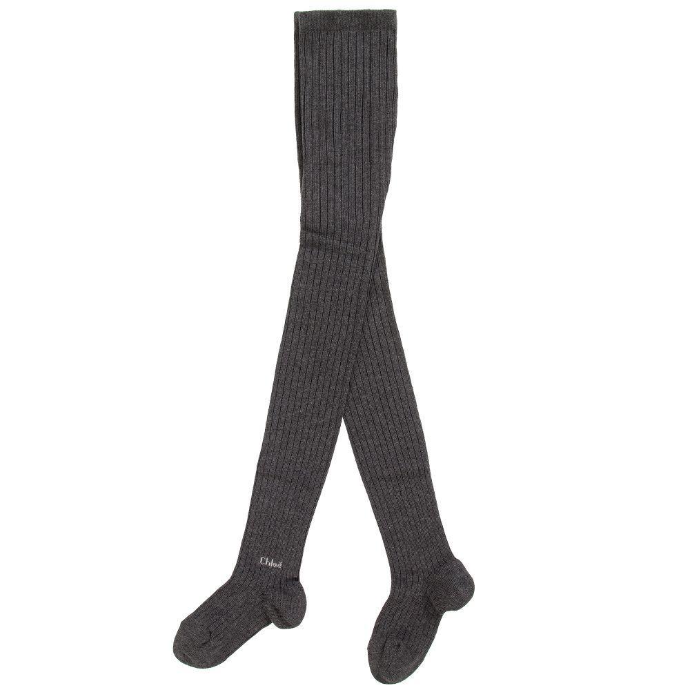 Girls Grey Cotton Tights